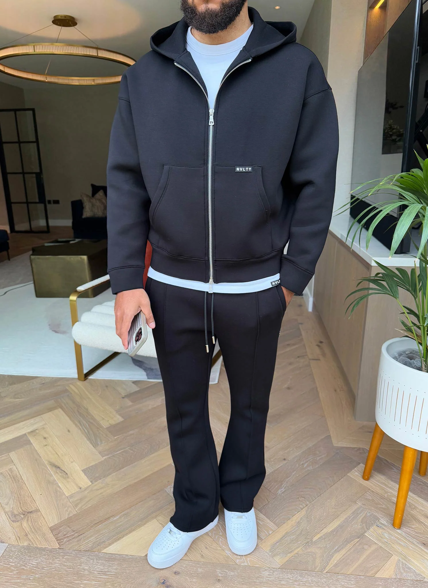 Scuba Structured Zip Hoodie - Black - Image 11