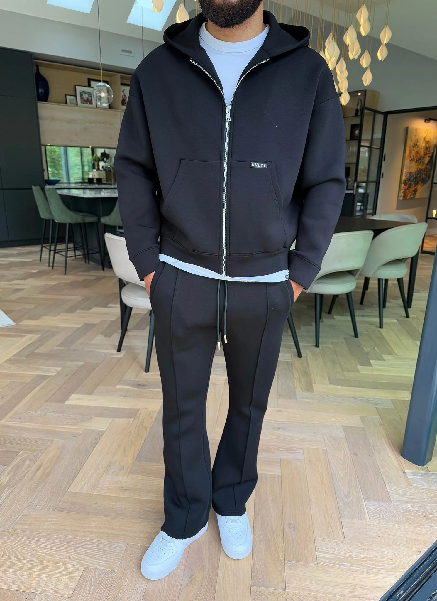 Scuba Structured Zip Hoodie - Black - Image 8