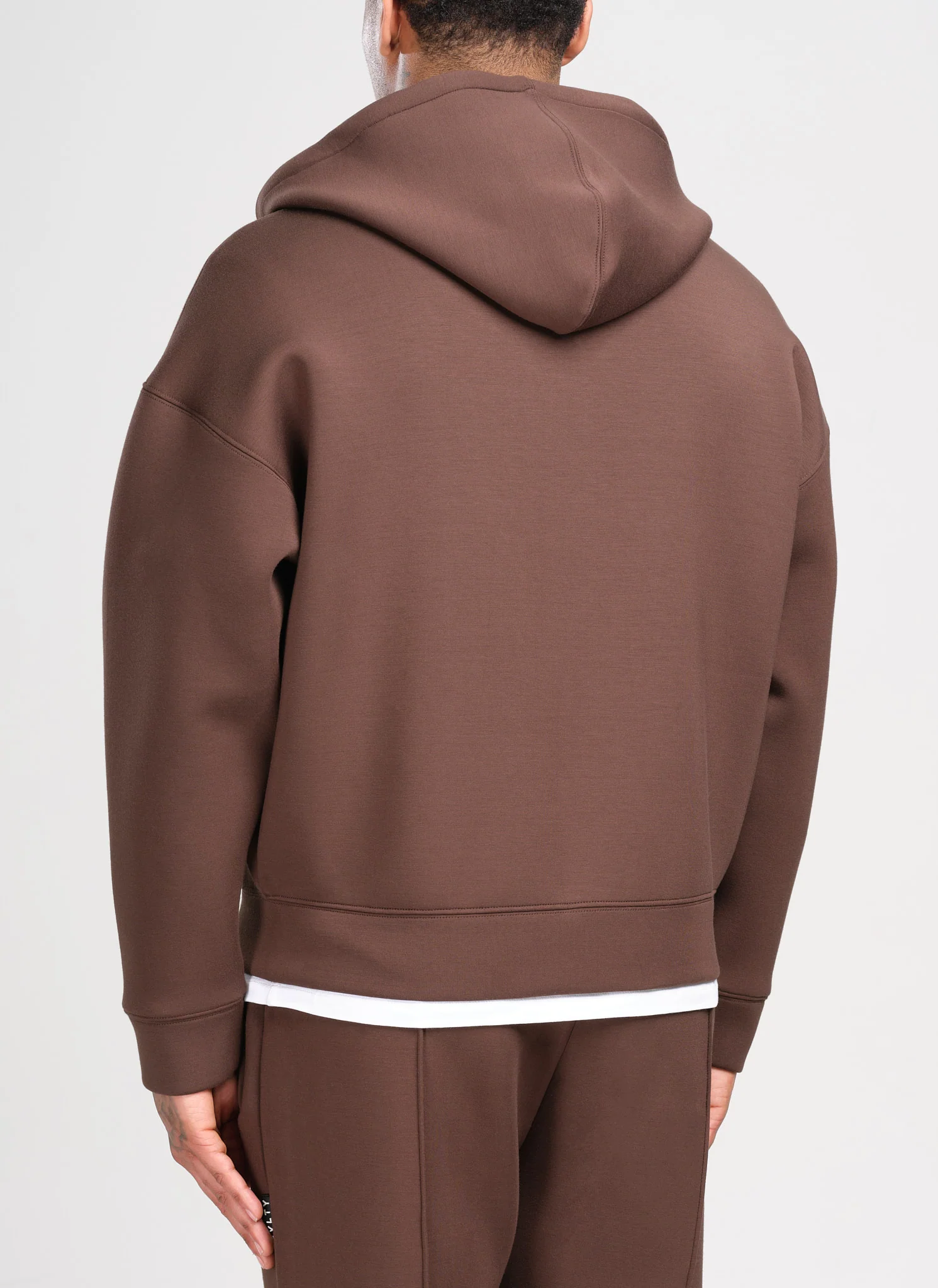 Scuba Structured Zip Hoodie - Brown - Image 4