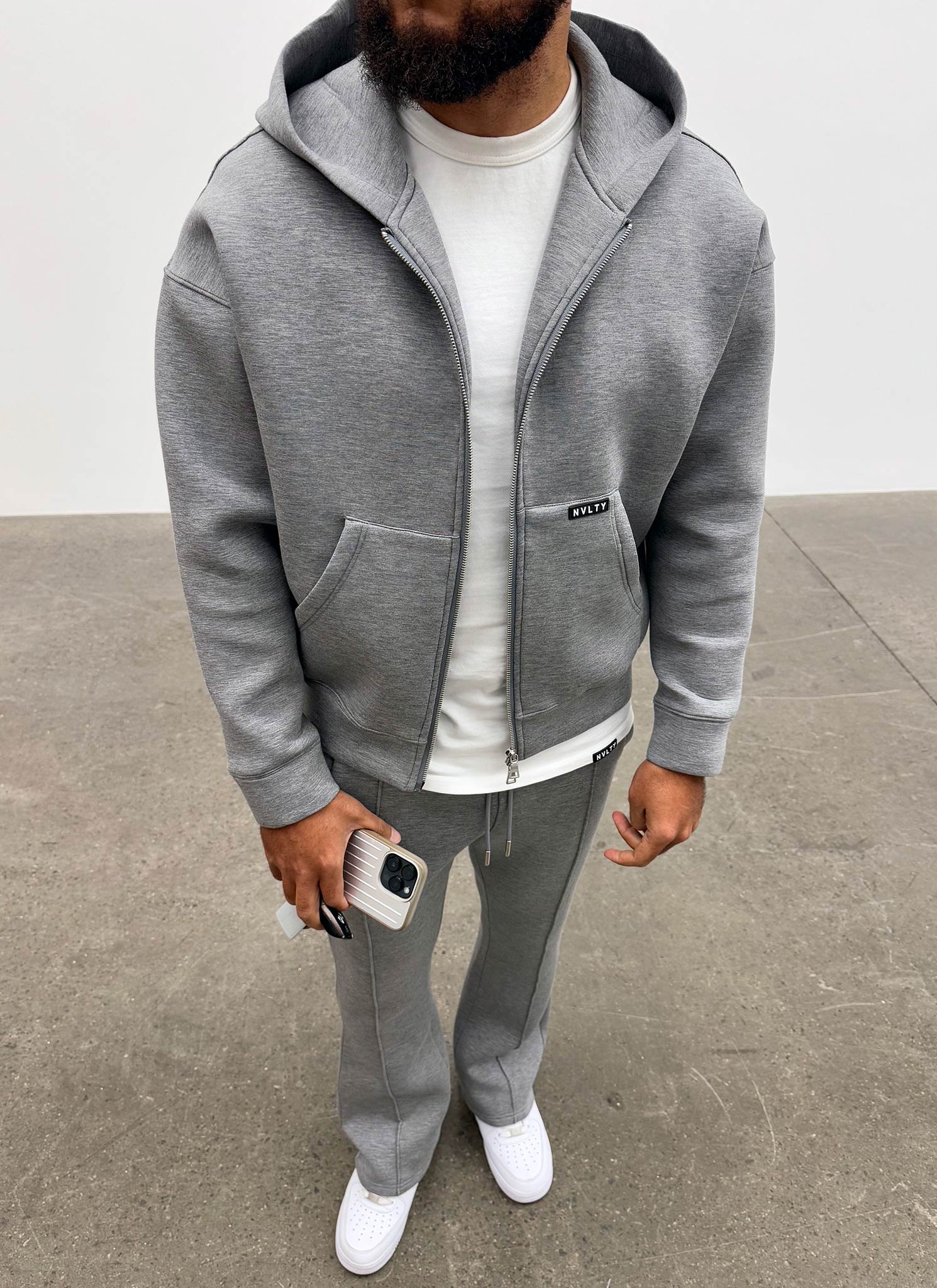 Scuba Structured Zip Hoodie - Grey - Image 10