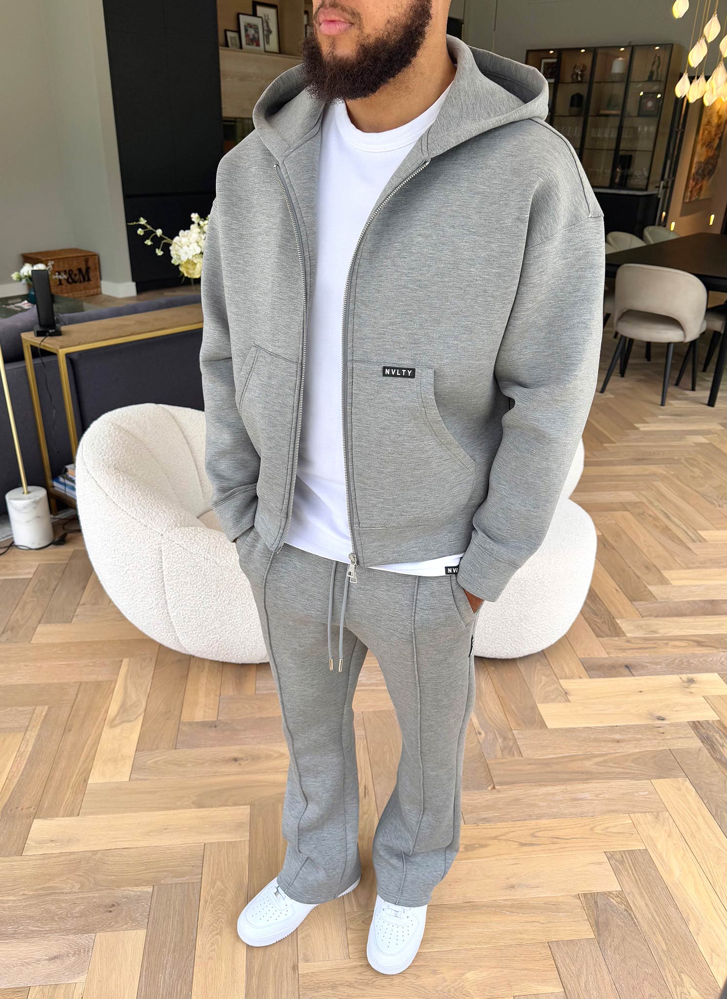 Scuba Structured Zip Hoodie - Grey - Image 11