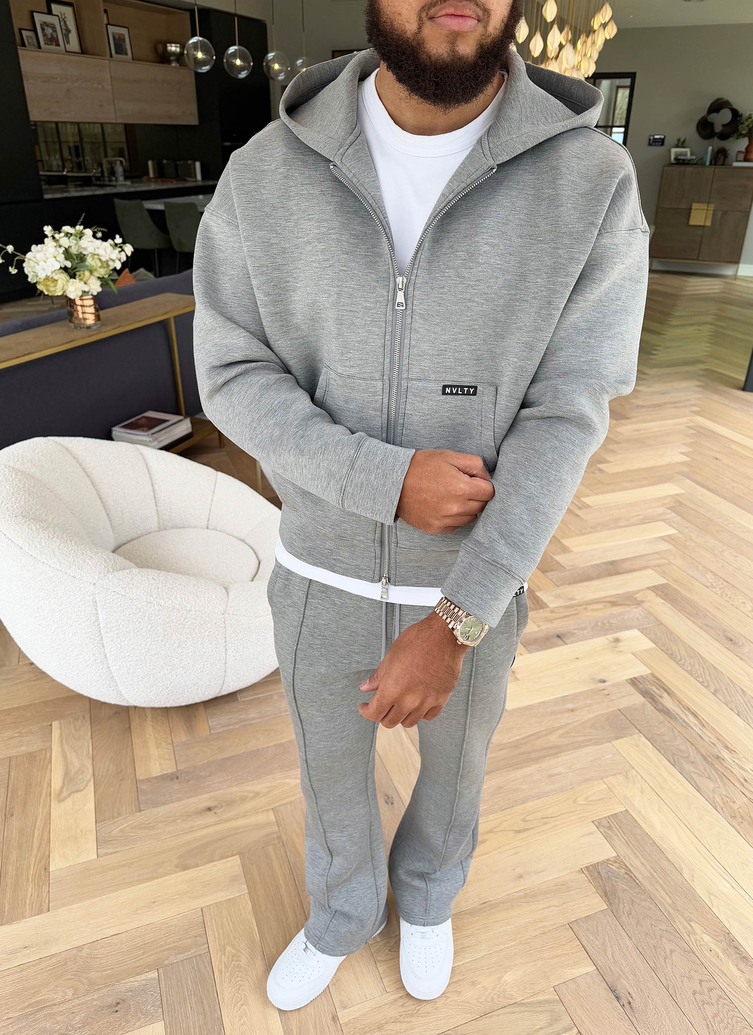 Scuba Structured Zip Hoodie - Grey - Image 5