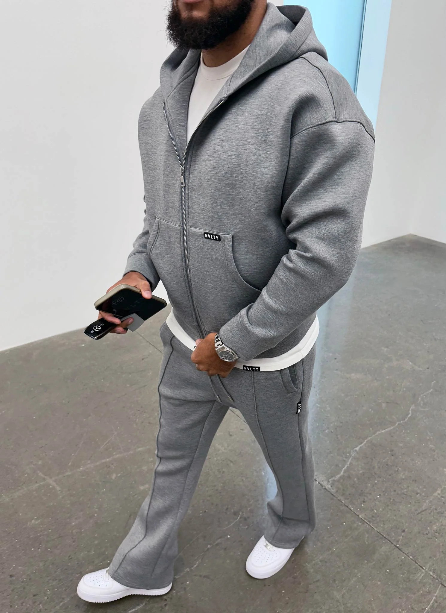 Scuba Structured Zip Hoodie - Grey - Image 7