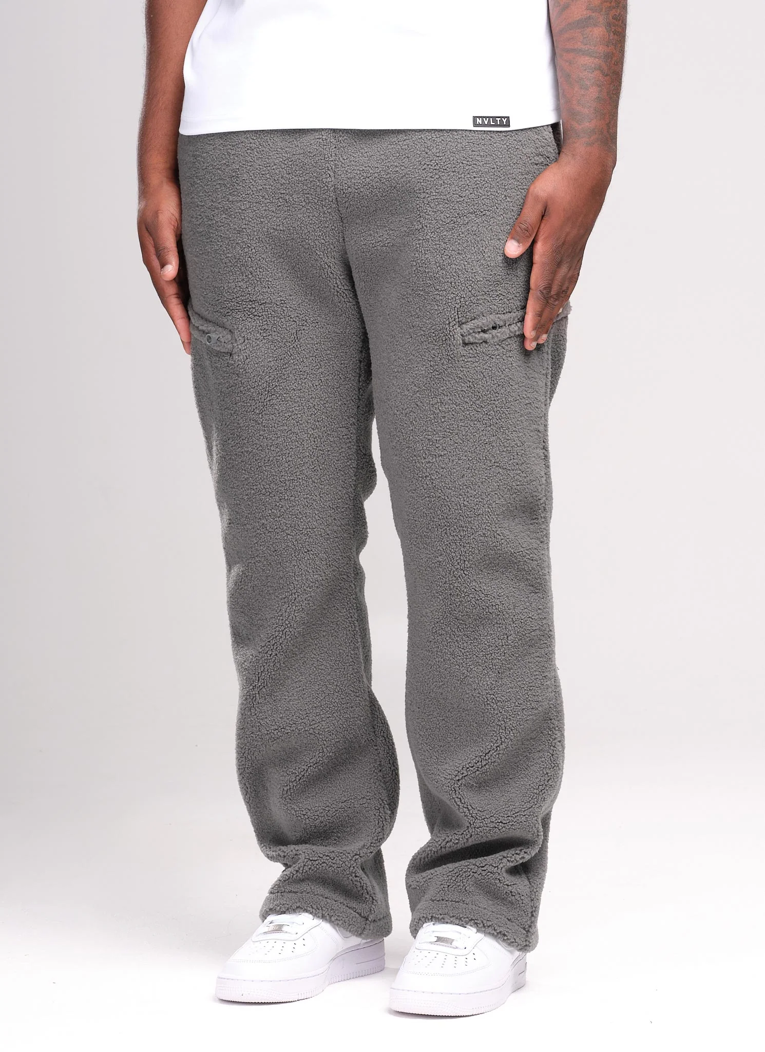 Sherpa Zip Joggers - Grey - Image 4