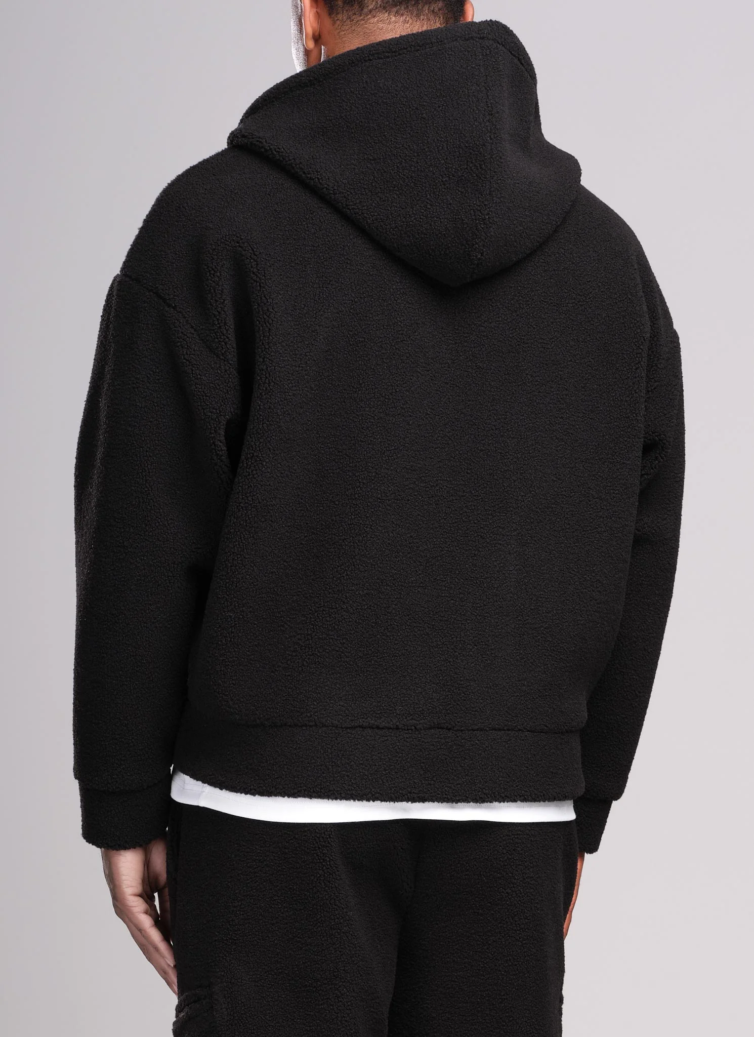 Sherpa Zip Hoodie - Black - Image 4
