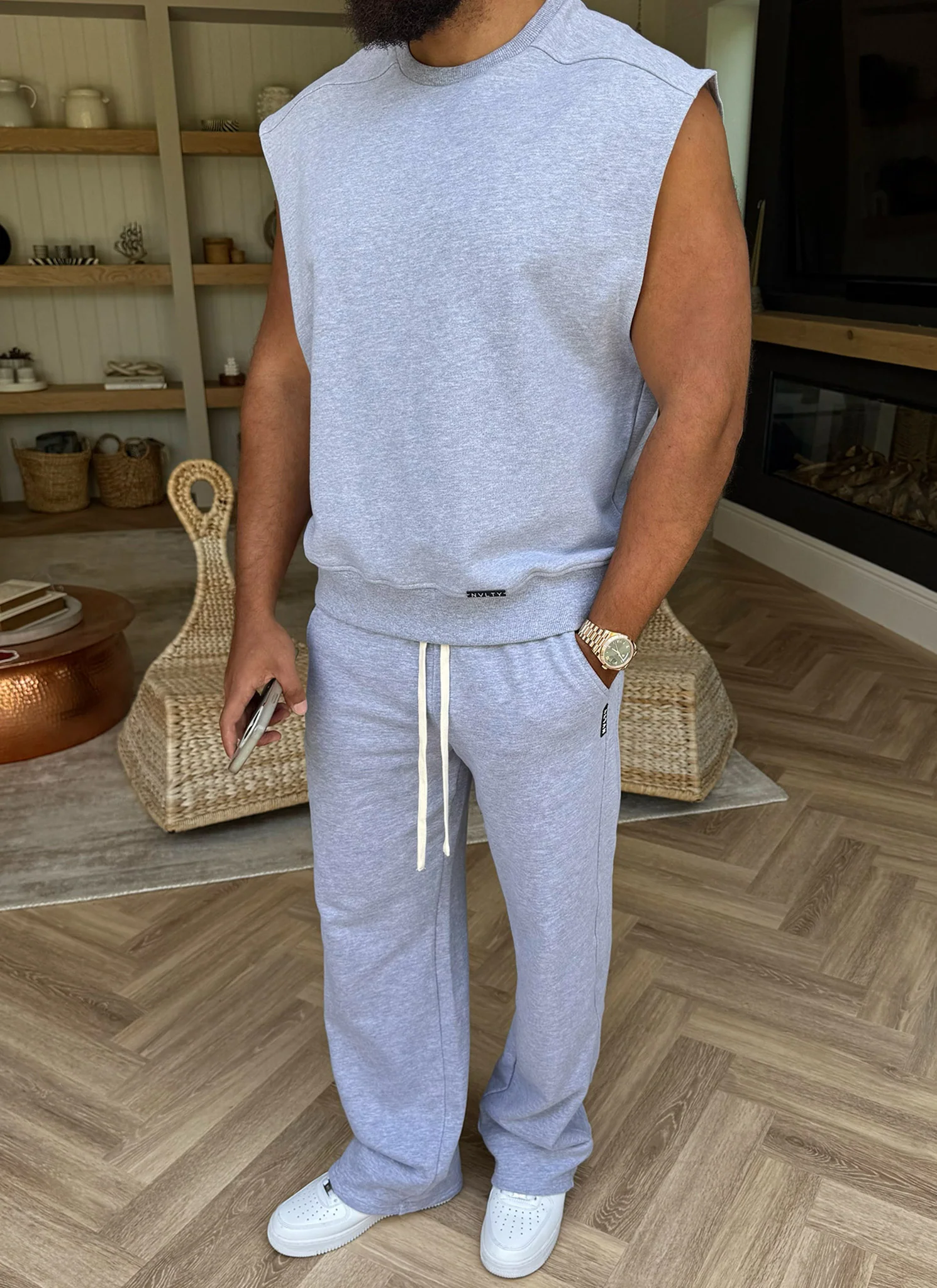 Sleeveless Sweatshirt - Grey - Image 11