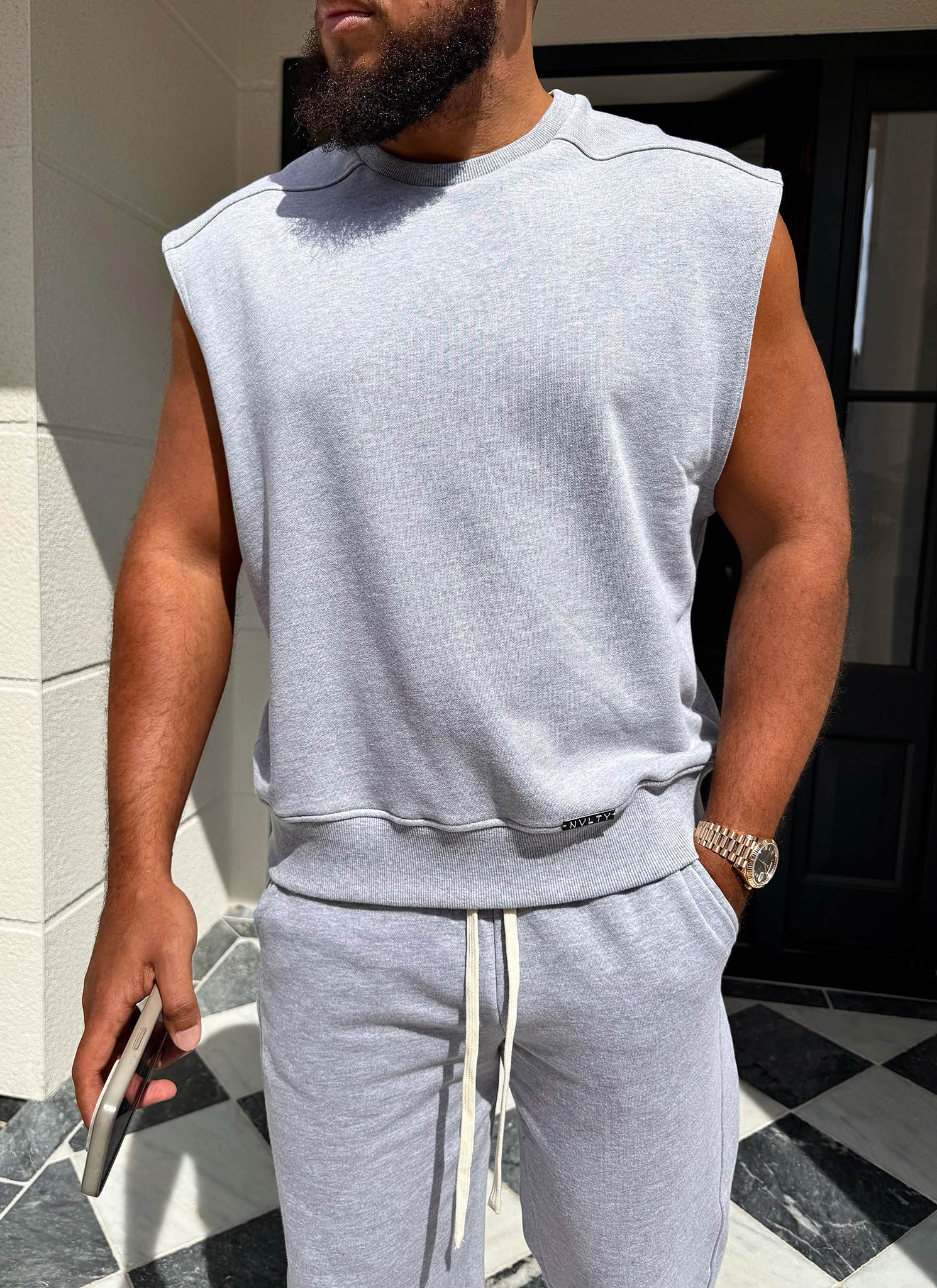 Sleeveless Sweatshirt - Grey - Image 3