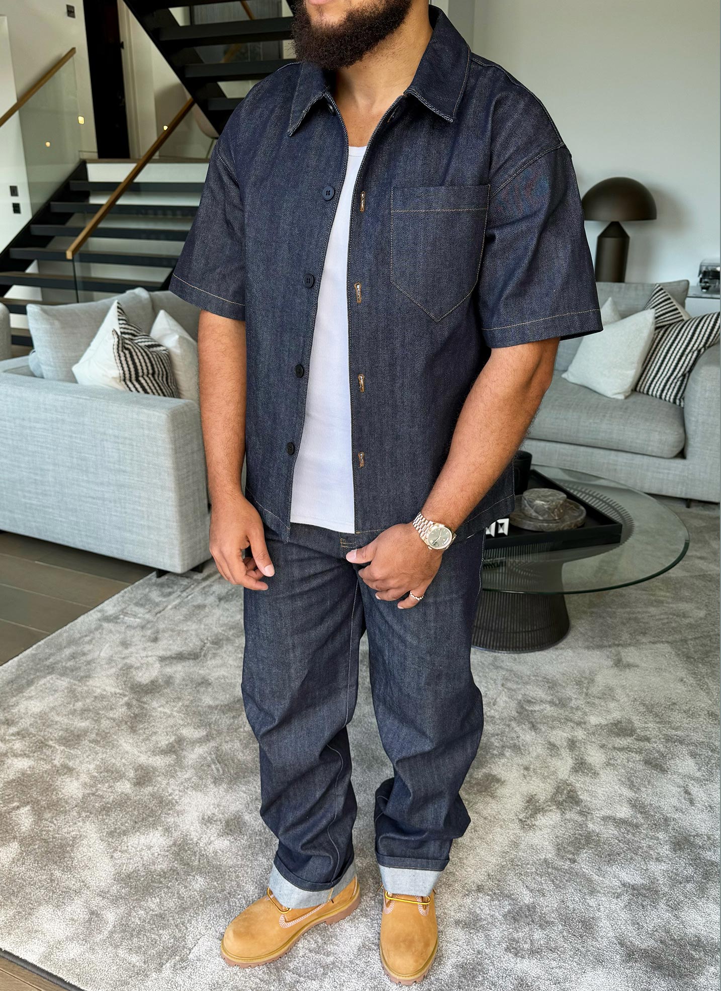 Structured Selvedge Denim Shirt - Indigo - Image 13