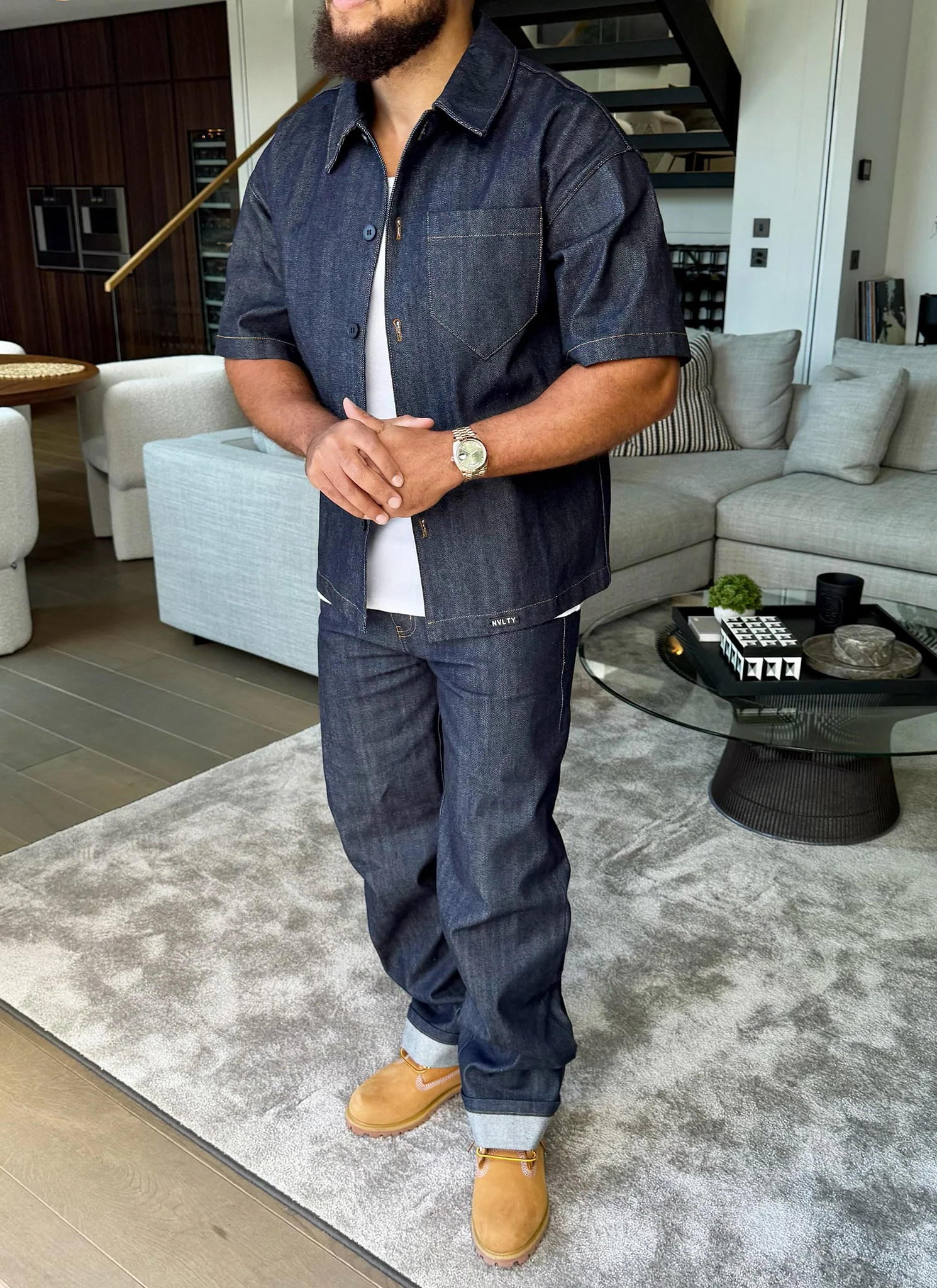 Structured Selvedge Denim Shirt - Indigo - Image 3