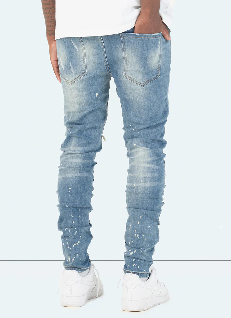 Triple Patchwork Jeans - Light Blue - Image 4
