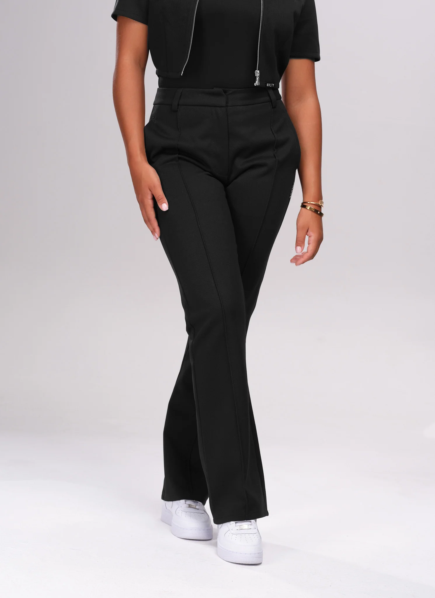 Twill Pleat Pants - Black - Image 3