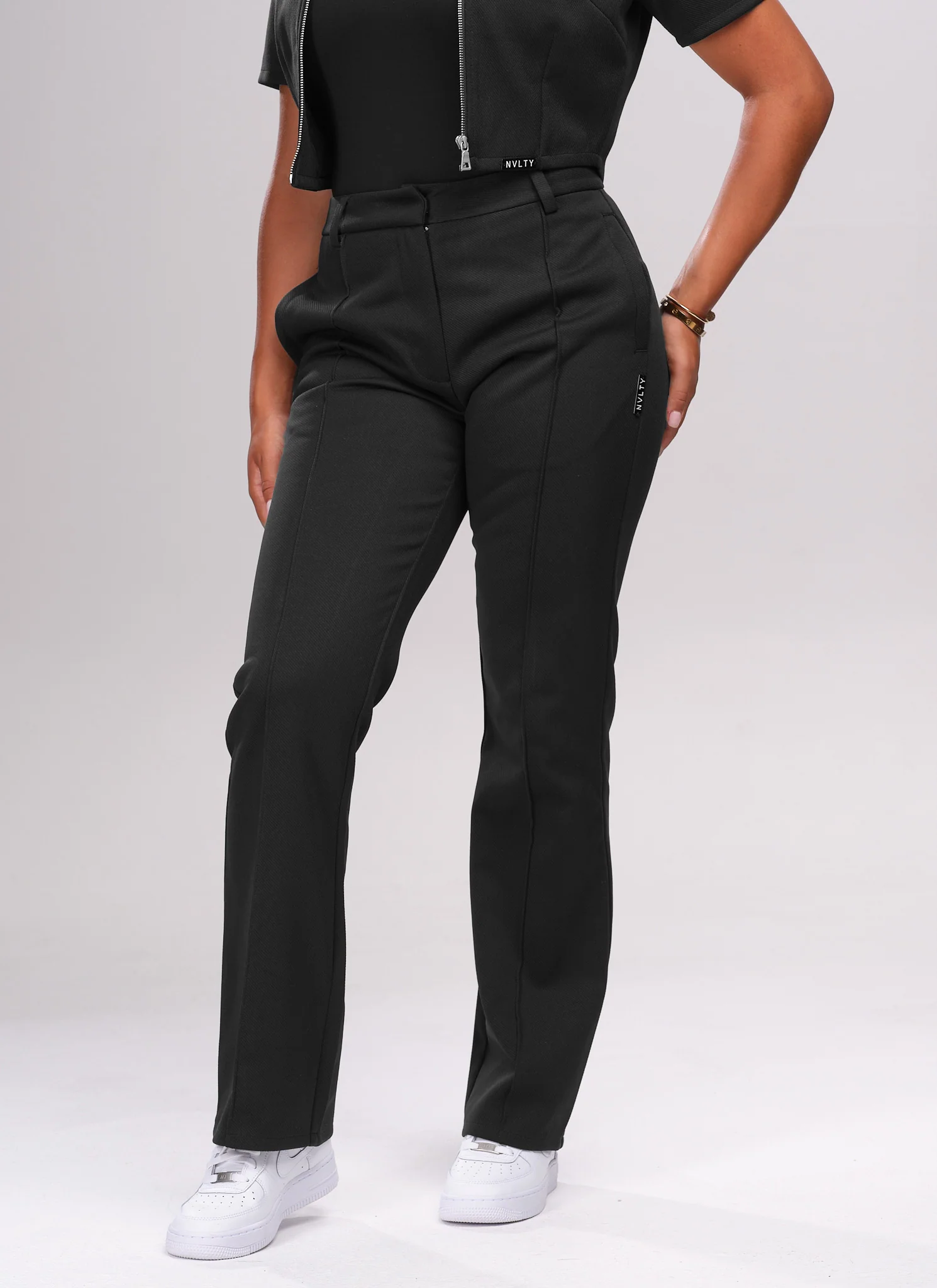 Twill Pleat Pants - Black - Image 4