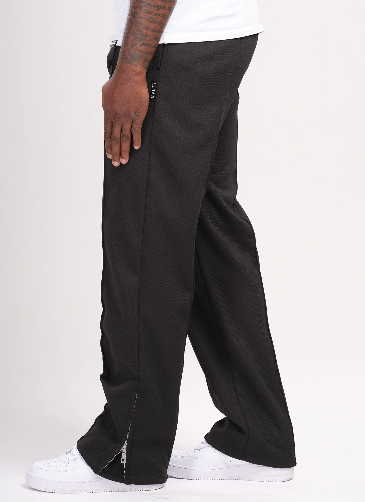 Twill Pleat Pants - Black - Image 4