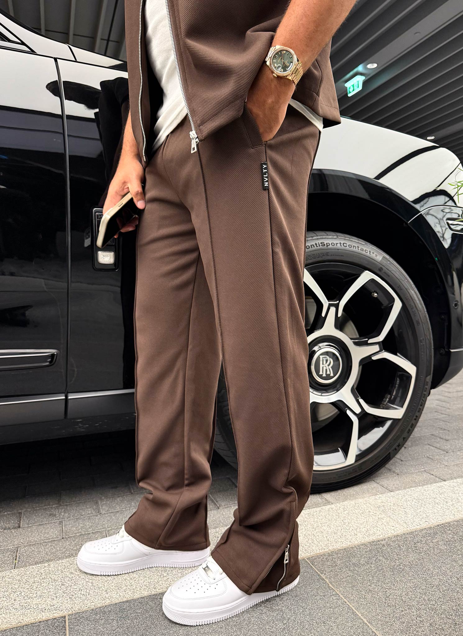 Twill Pleat Pants - Brown - Image 12