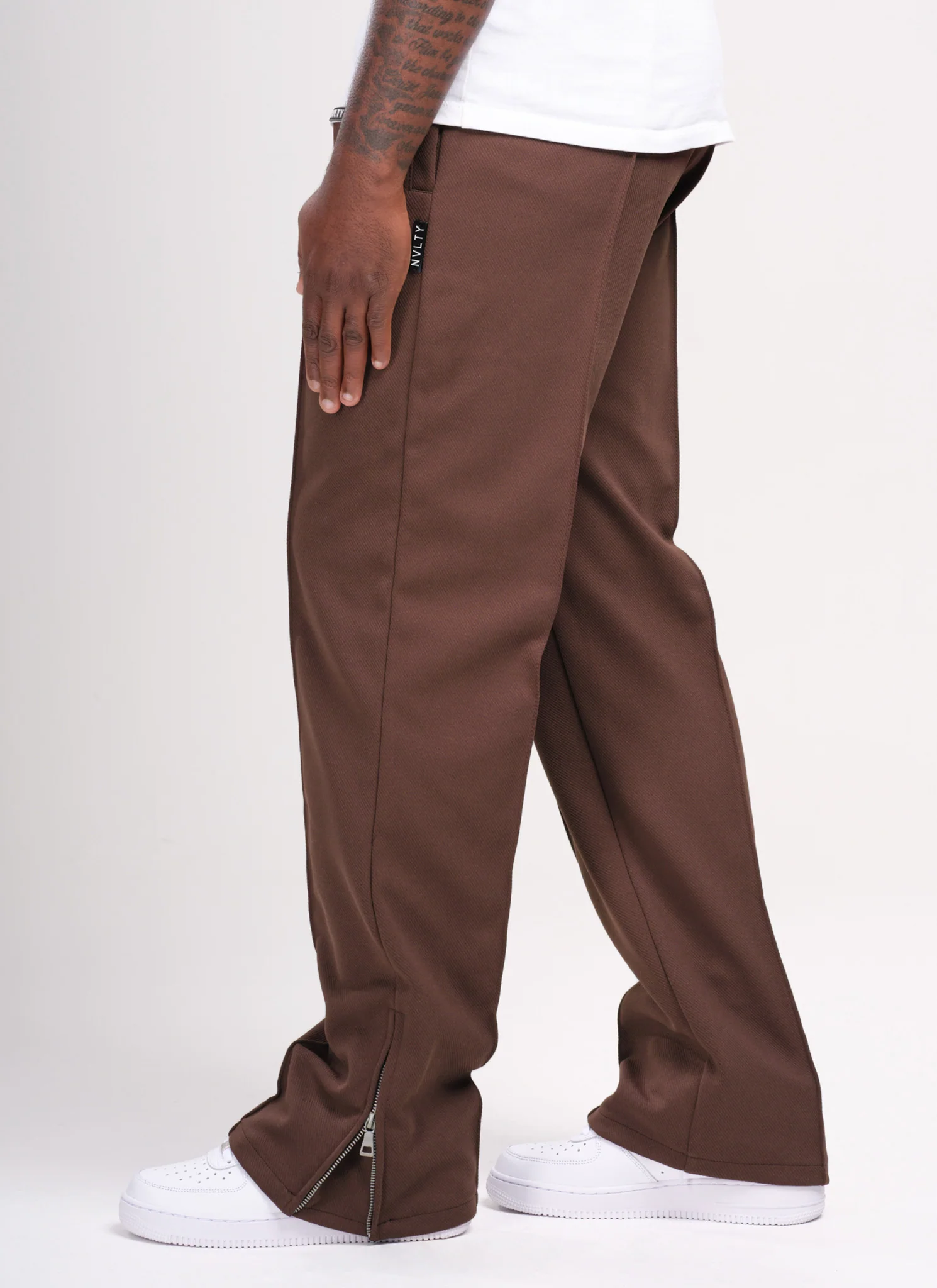 Twill Pleat Pants - Brown - Image 6