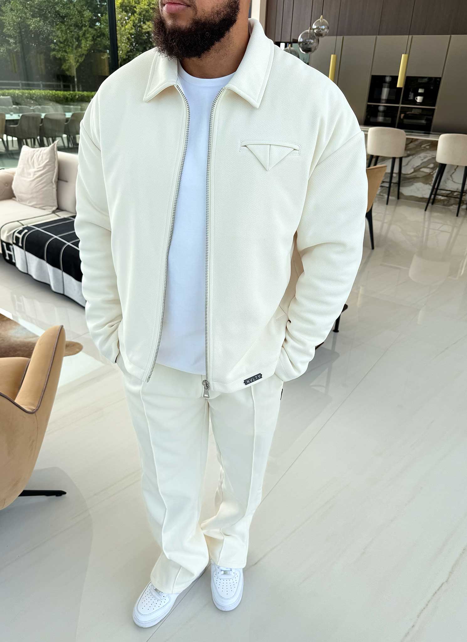 Twill Pocket Square Jacket - Ivory - Image 10
