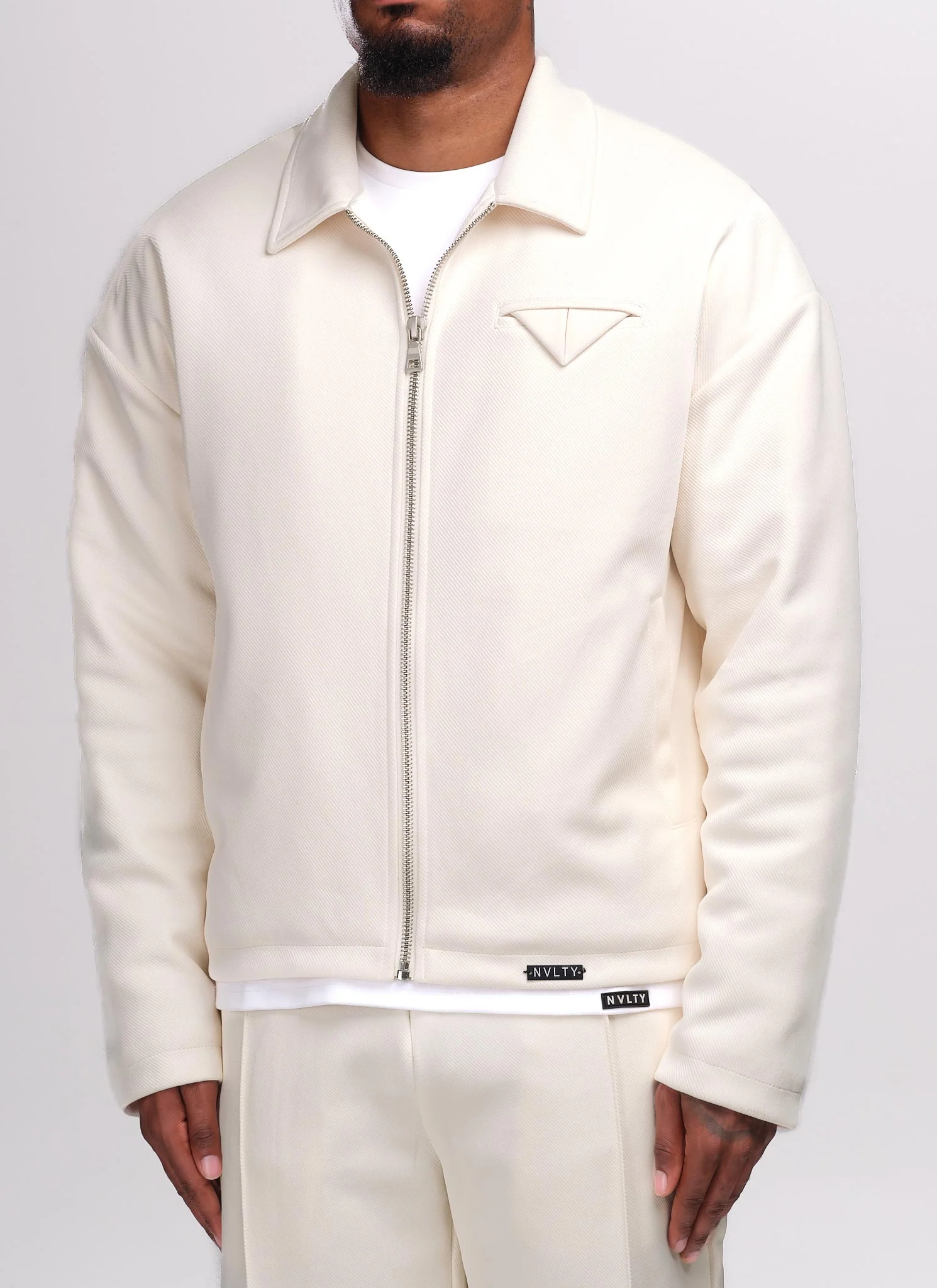Twill Pocket Square Jacket - Ivory - Image 2