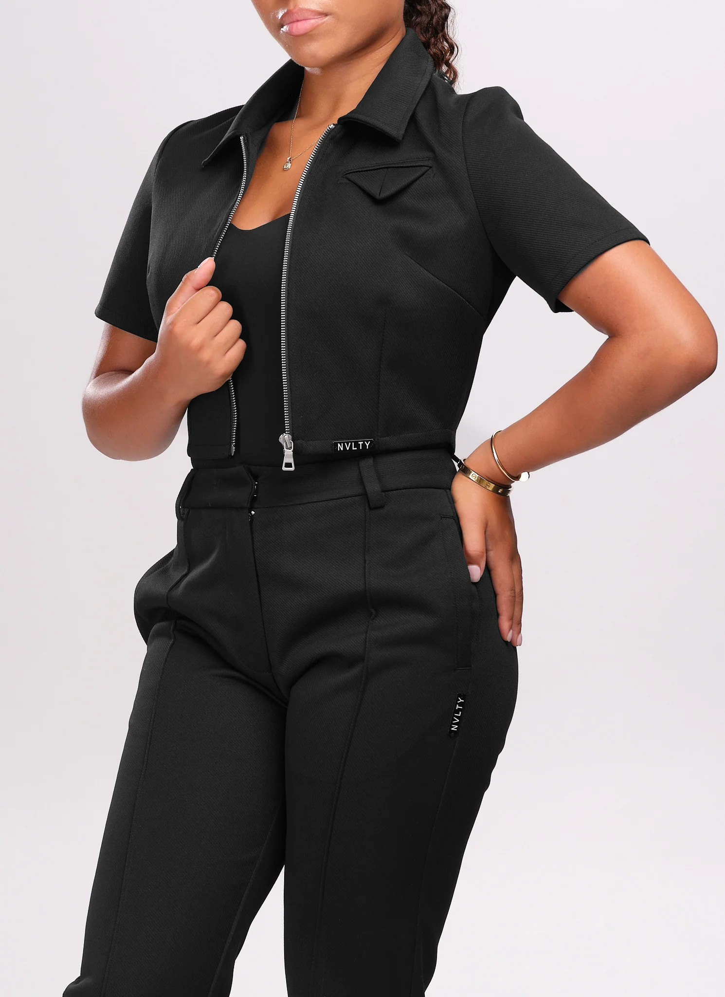 Twill Pocket Square Shirt - Black - Image 6