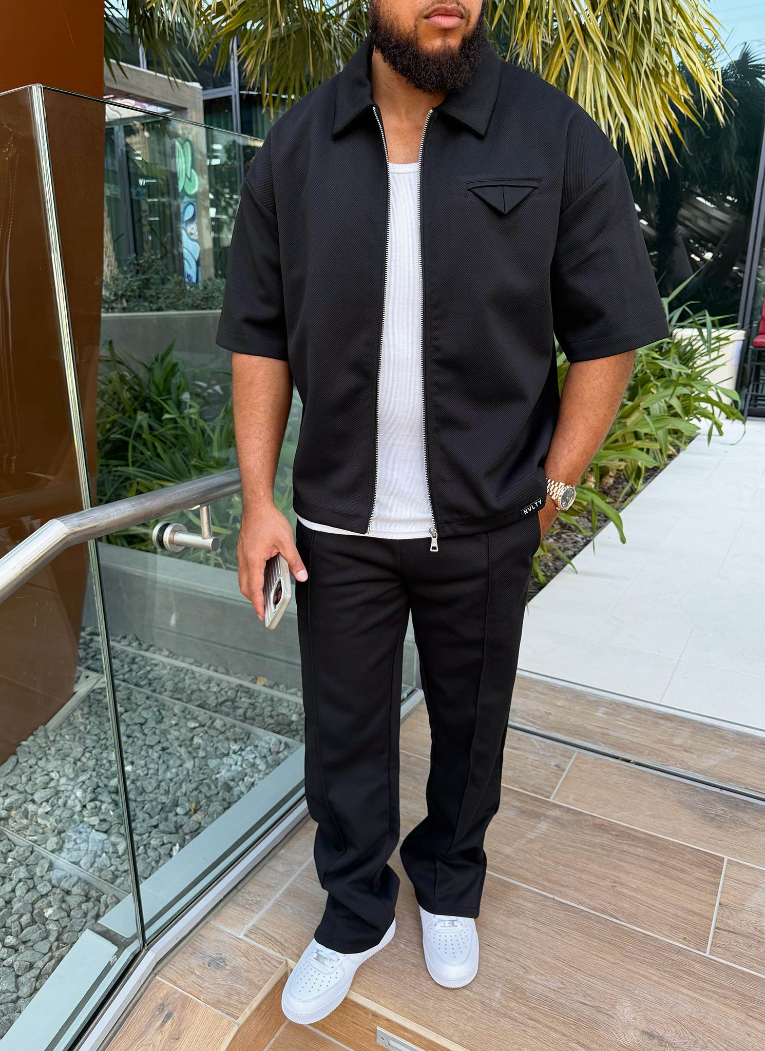 Twill Pocket Square Shirt - Black - Image 13