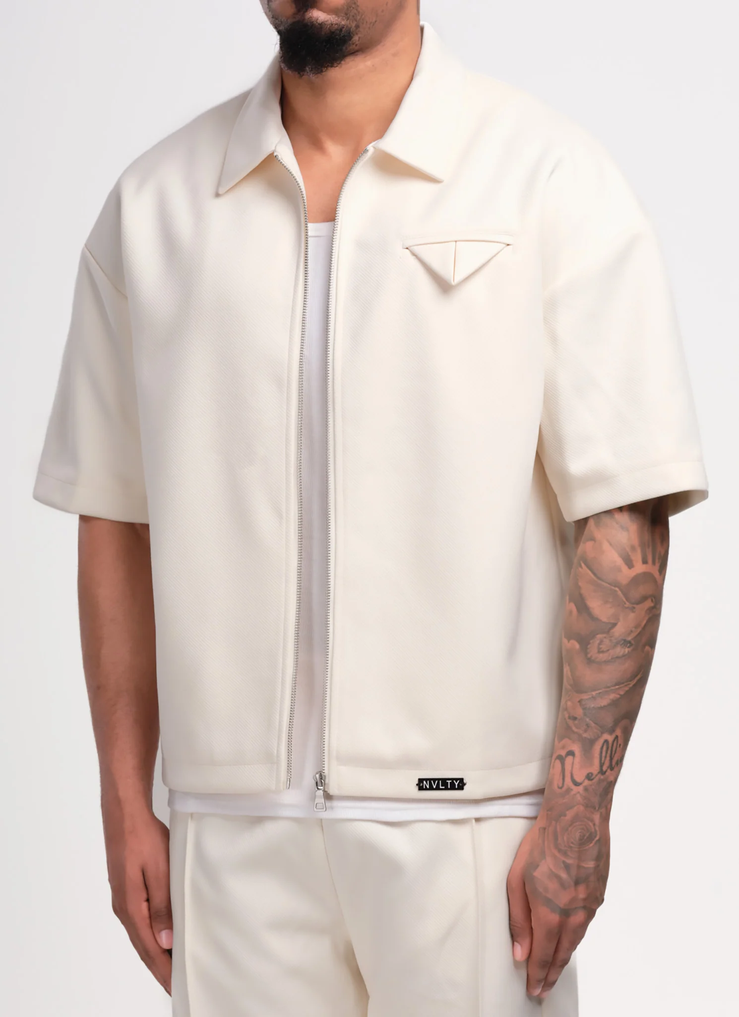 Twill Pocket Square Shirt - Ivory - Image 2