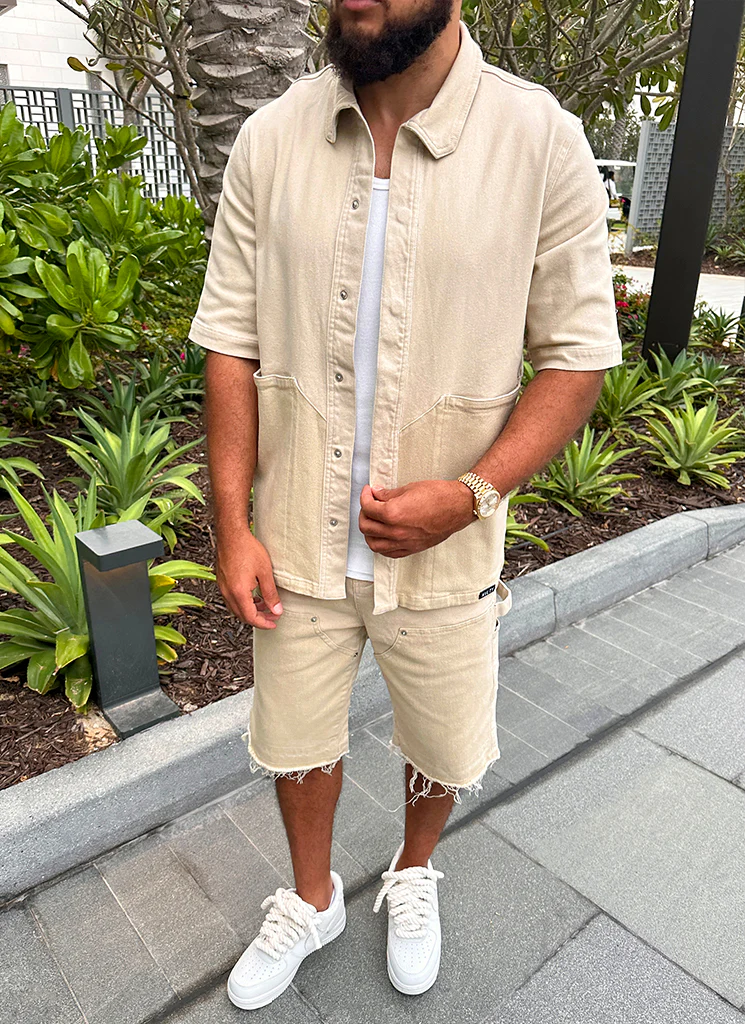 Vintage Carpenter Denim Shirt - Stone - Image 12
