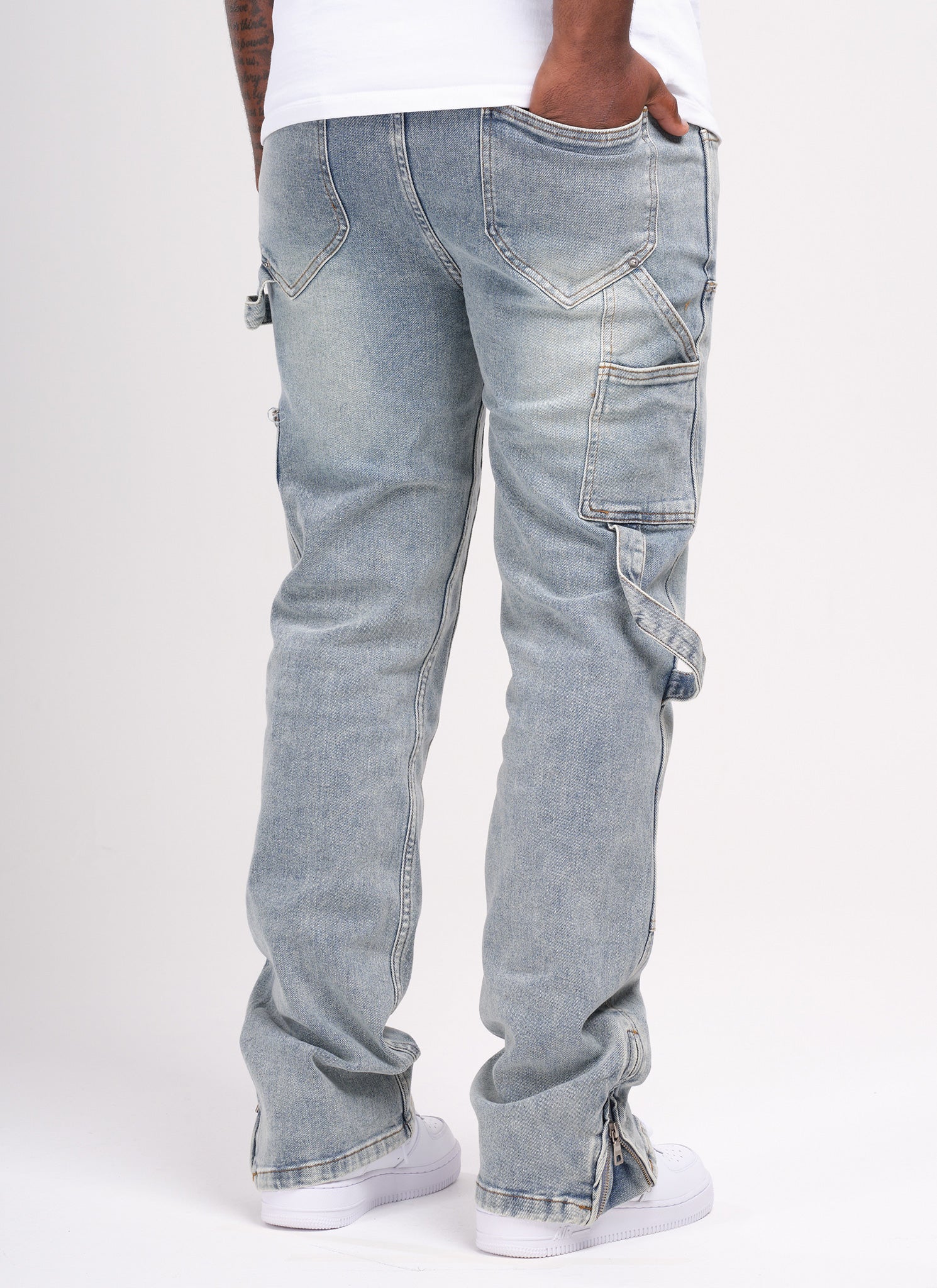 Vintage Carpenter Rivet Jeans - Blue - Image 2