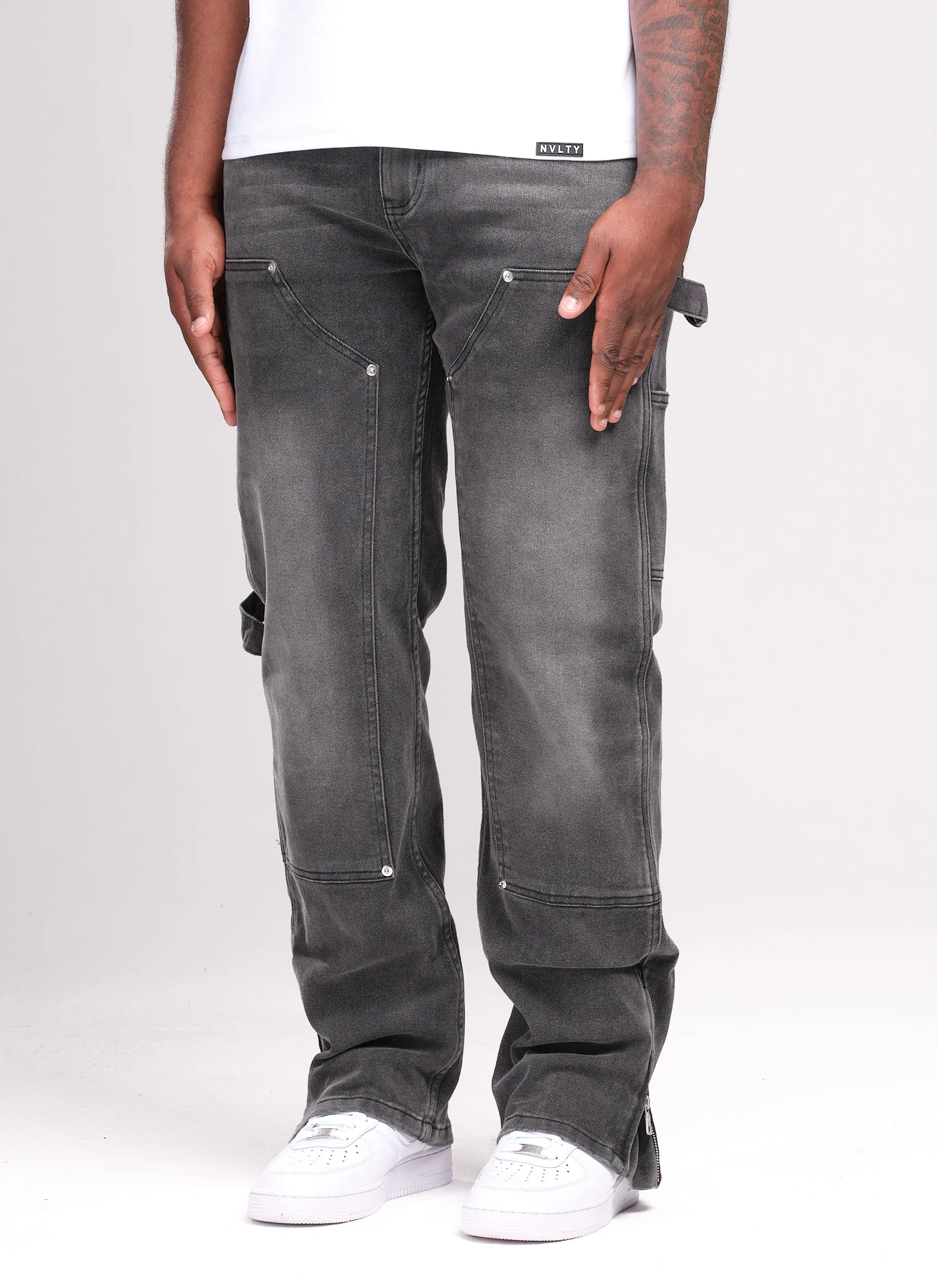 Vintage Carpenter Rivet Jeans - Grey - Image 2