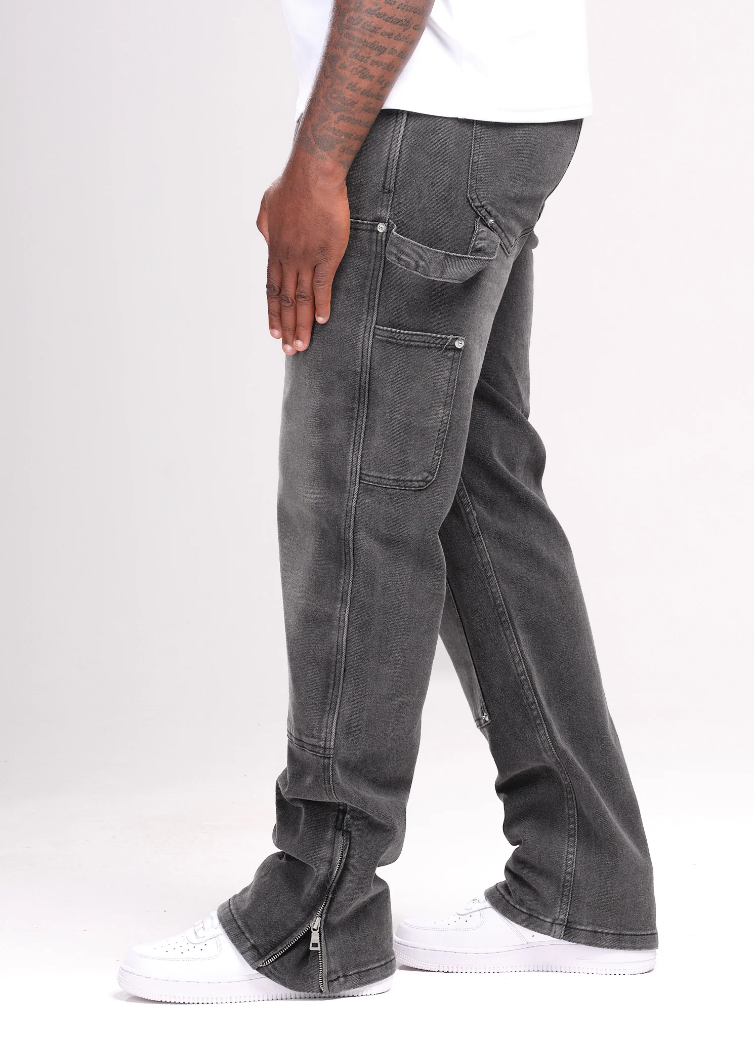 Vintage Carpenter Rivet Jeans - Grey - Image 4