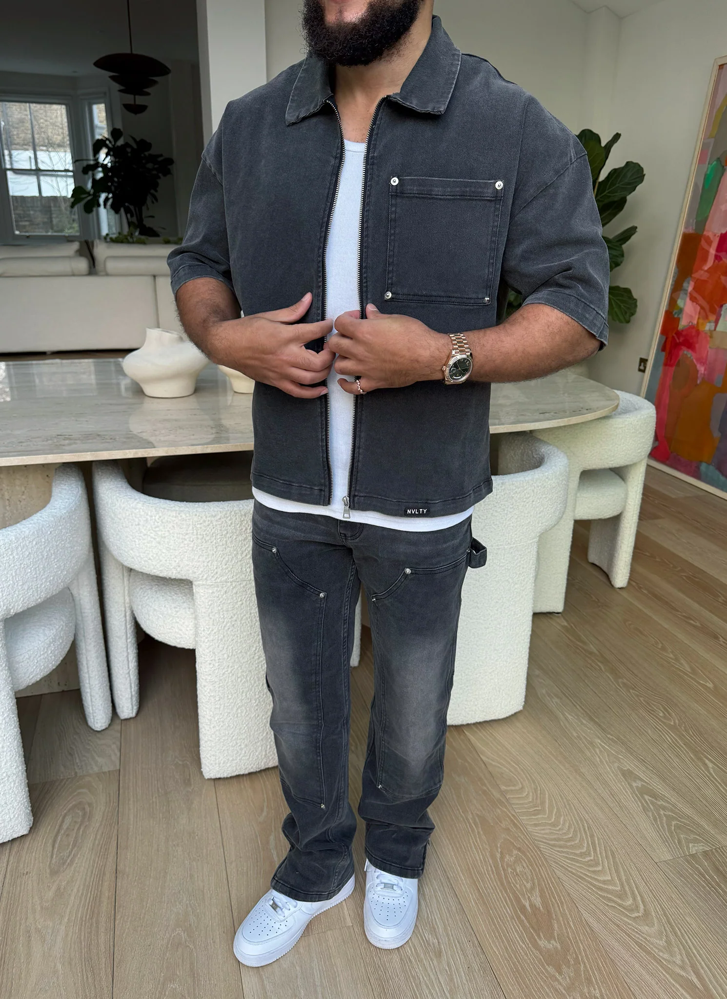 Vintage Carpenter Rivet Jeans - Grey - Image 5