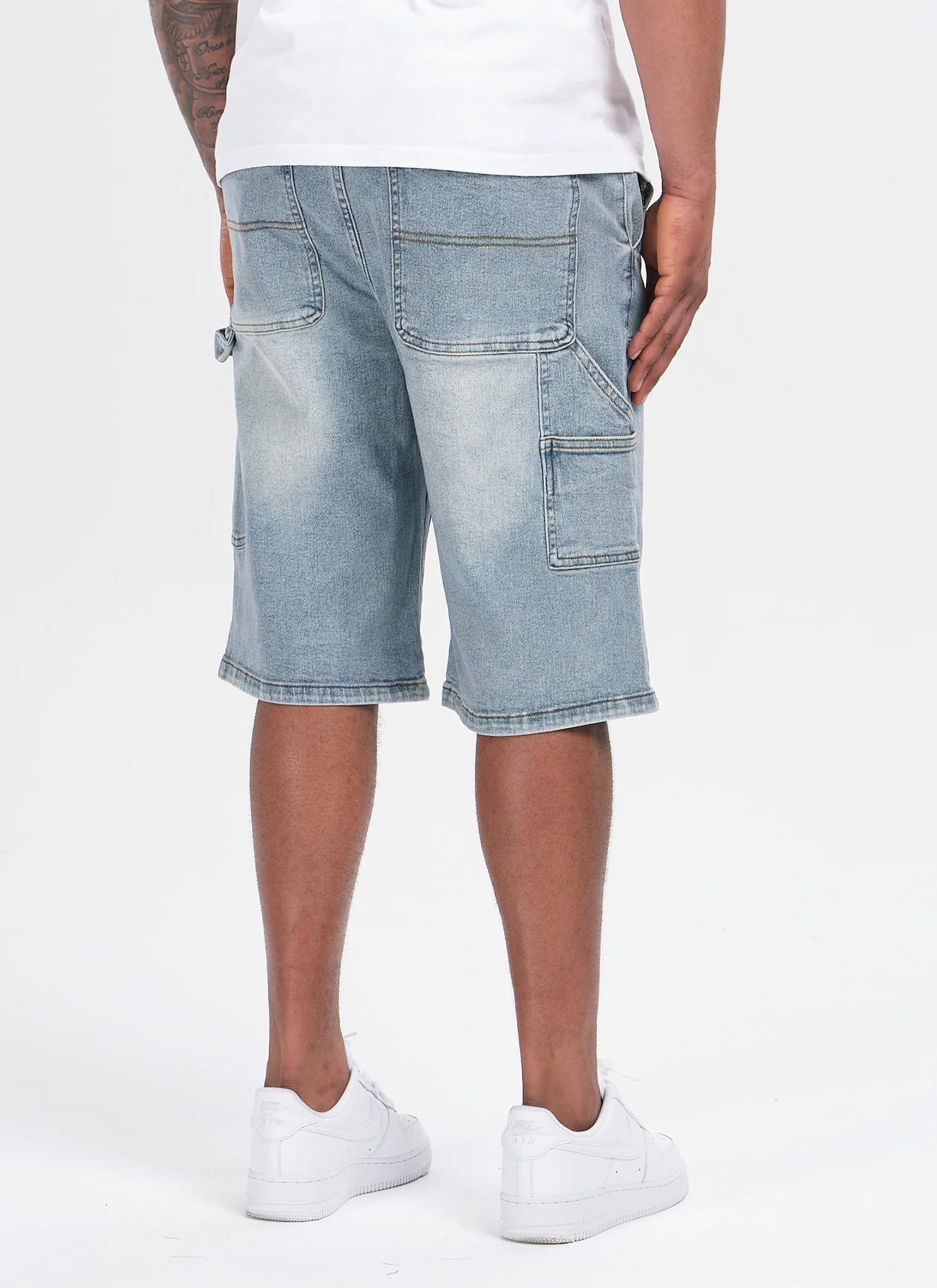 Vintage Carpenter Studded Denim Shorts - Blue - Image 5