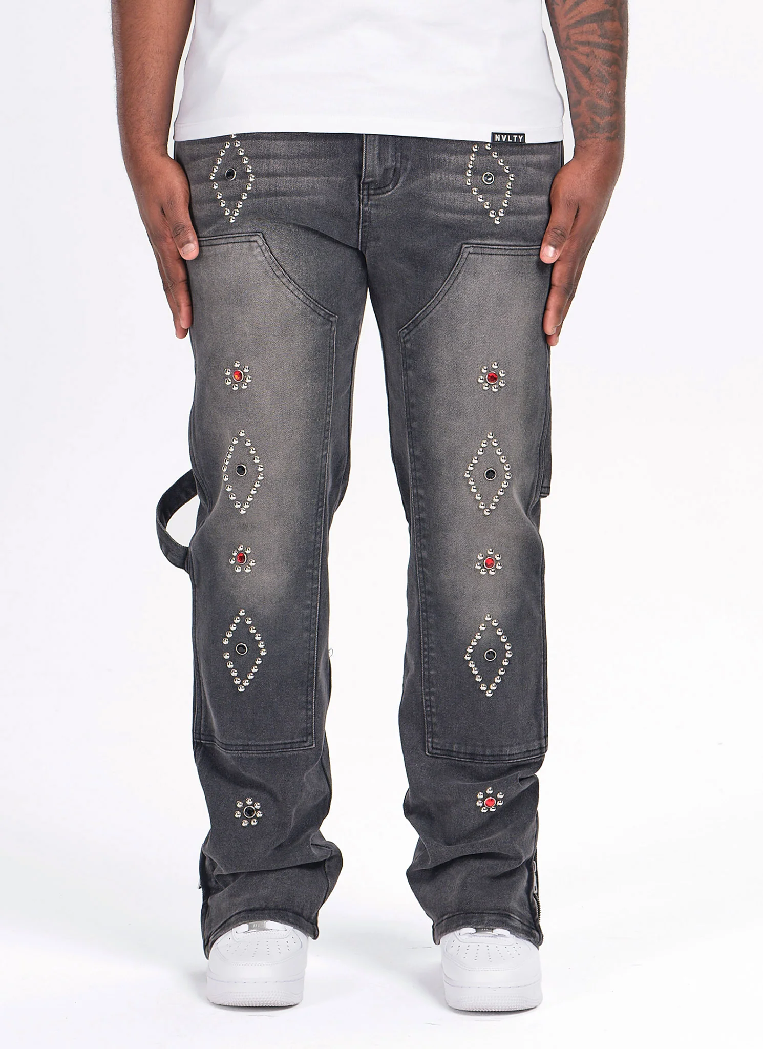 Vintage Carpenter Studded Jeans - Black