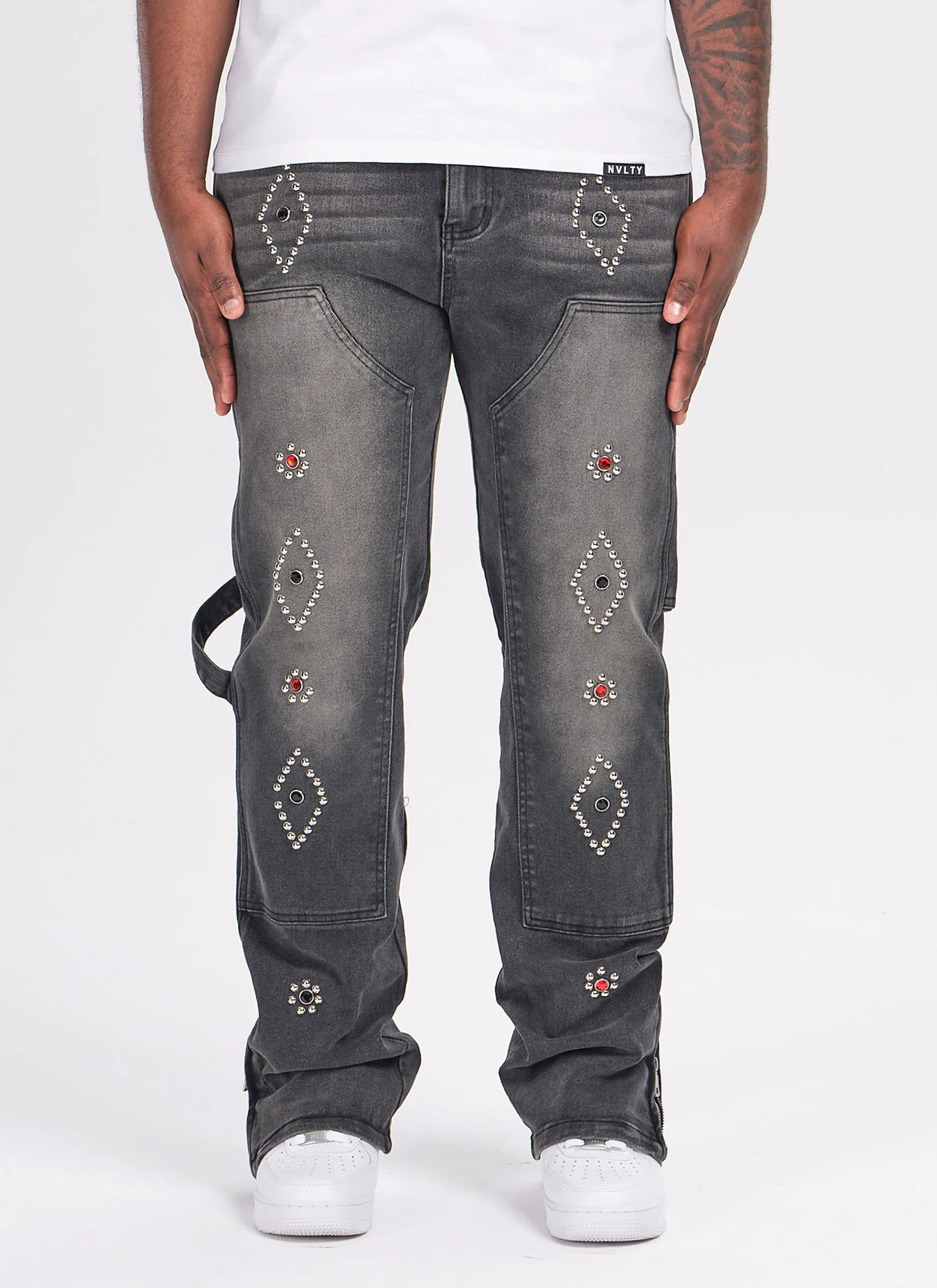 Vintage Carpenter Studded Jeans - Black - Image 3