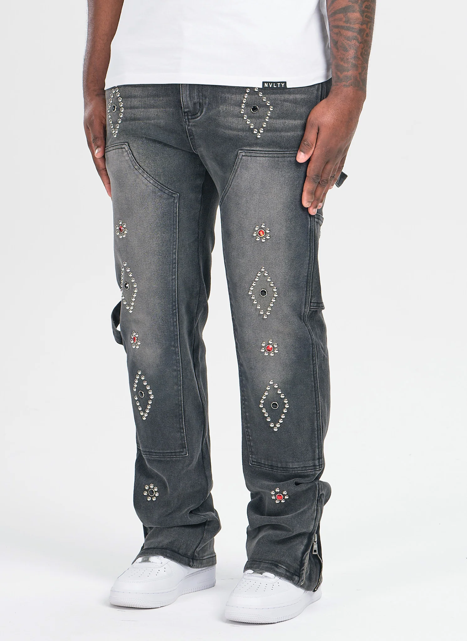 Vintage Carpenter Studded Jeans - Black - Image 5