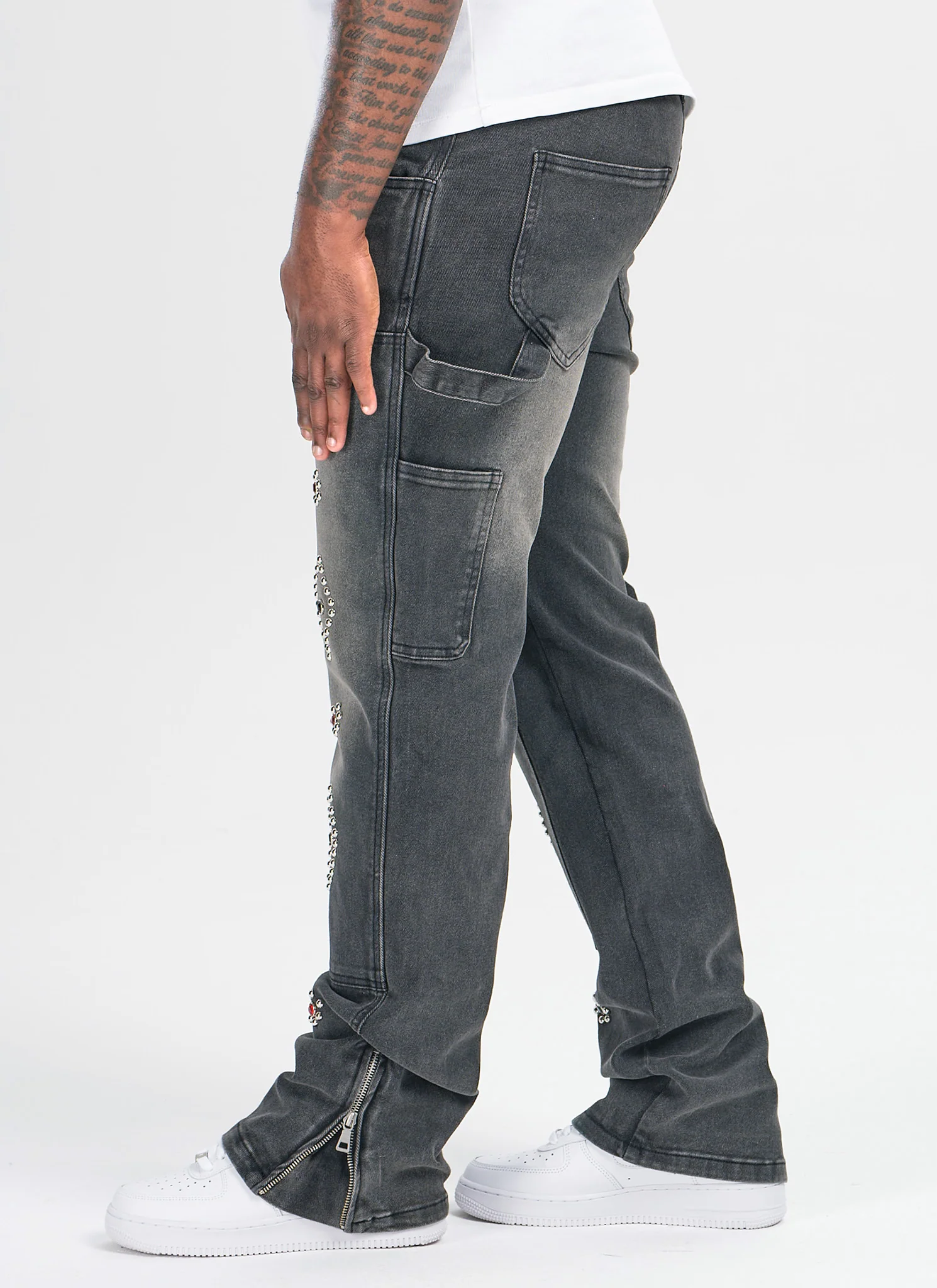 Vintage Carpenter Studded Jeans - Black - Image 7