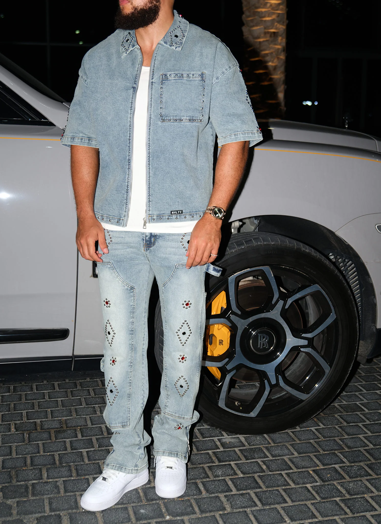 Vintage Carpenter Studded Jeans - Blue - Image 10