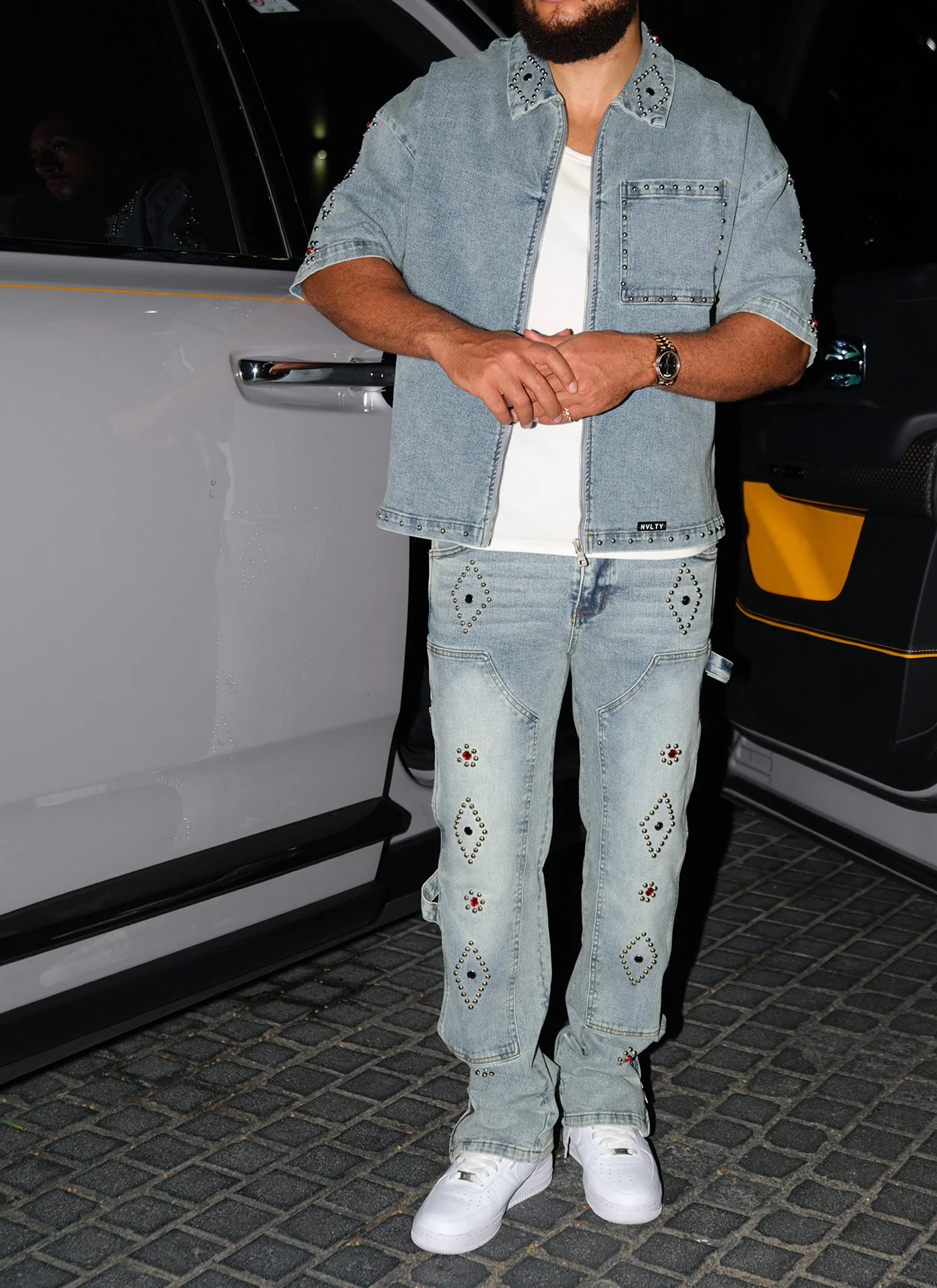 Vintage Carpenter Studded Jeans - Blue - Image 6
