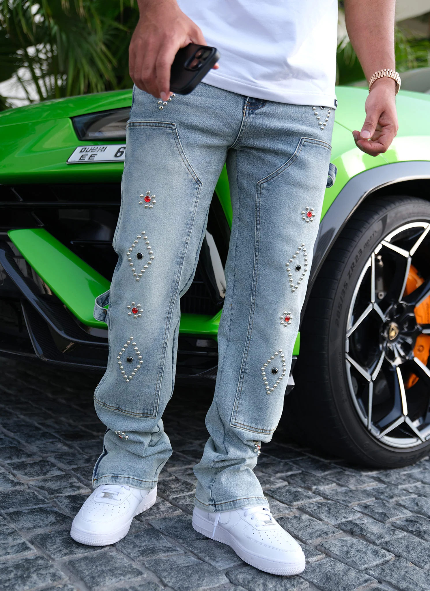 Vintage Carpenter Studded Jeans - Blue - Image 9