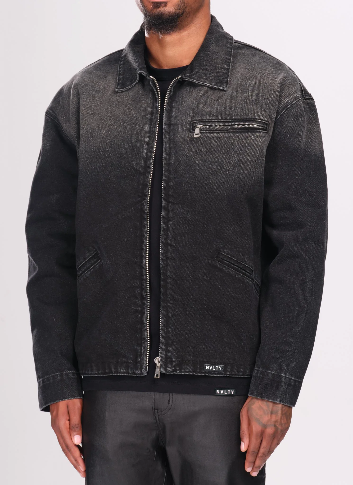 Vintage Deep Fade Denim Jacket - Black - Image 2