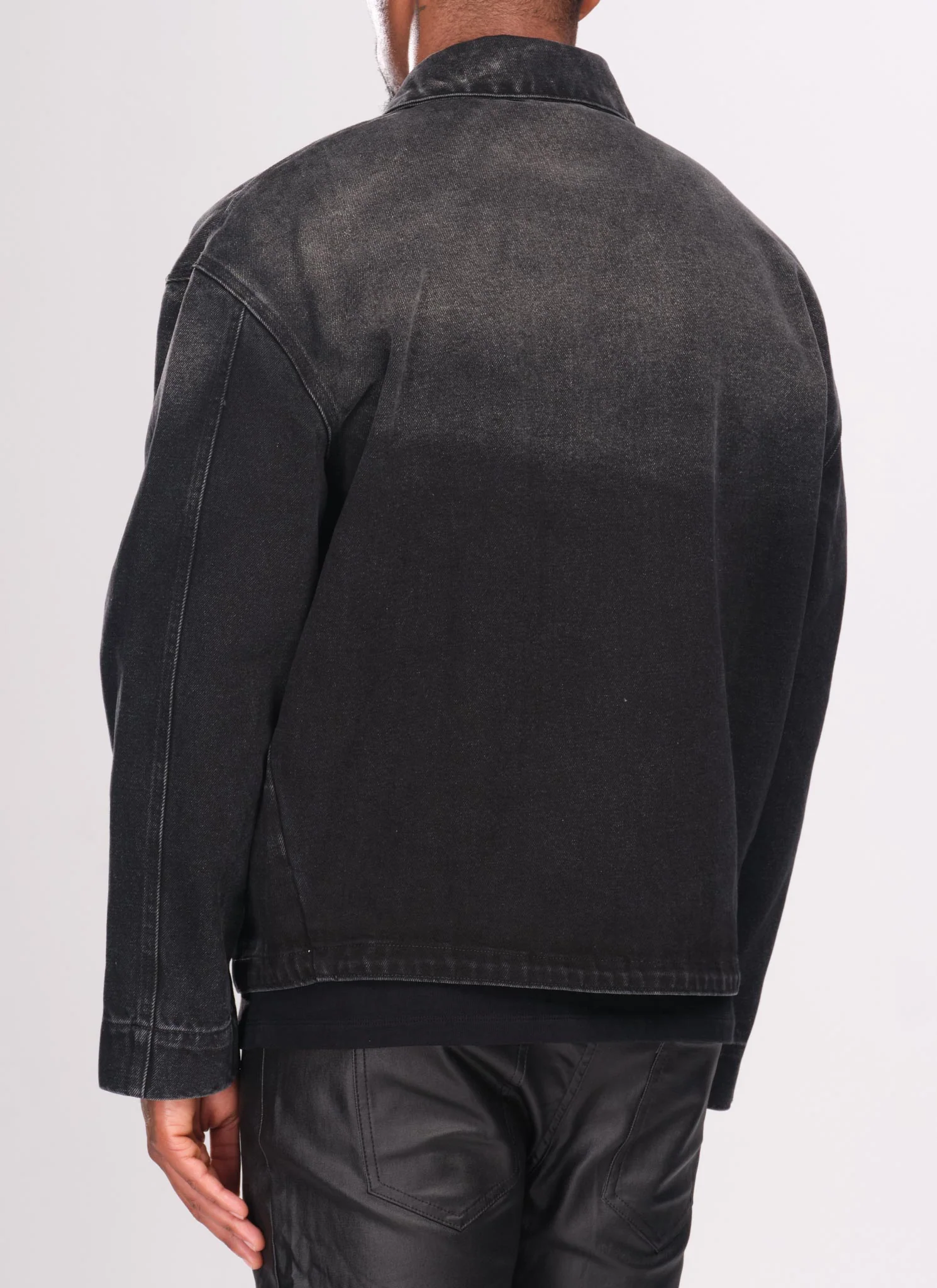 Vintage Deep Fade Denim Jacket - Black - Image 4