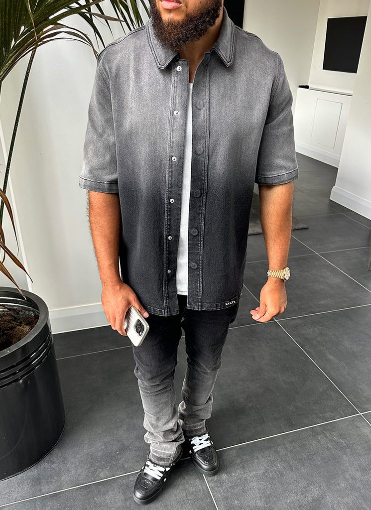 Vintage Deep Fade Denim Shirt - Black - Image 14