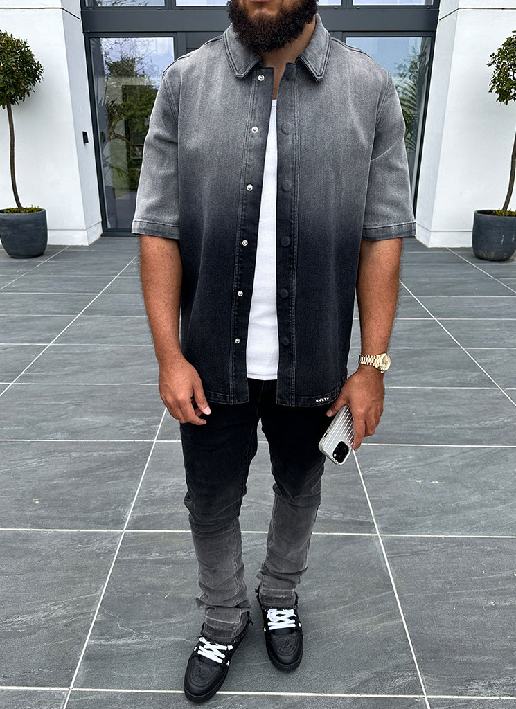 Vintage Deep Fade Denim Shirt - Black - Image 3