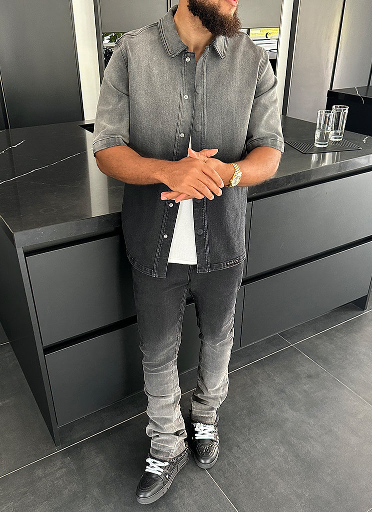 Vintage Deep Fade Denim Shirt - Black - Image 9