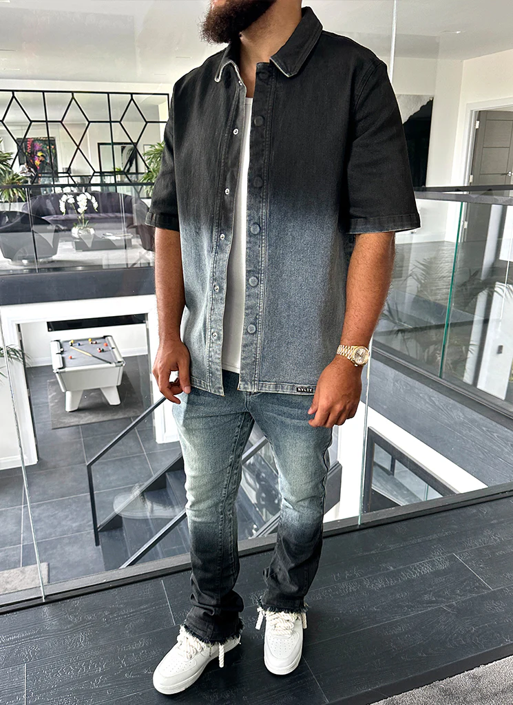 Vintage Deep Fade Denim Shirt - Blue - Image 13