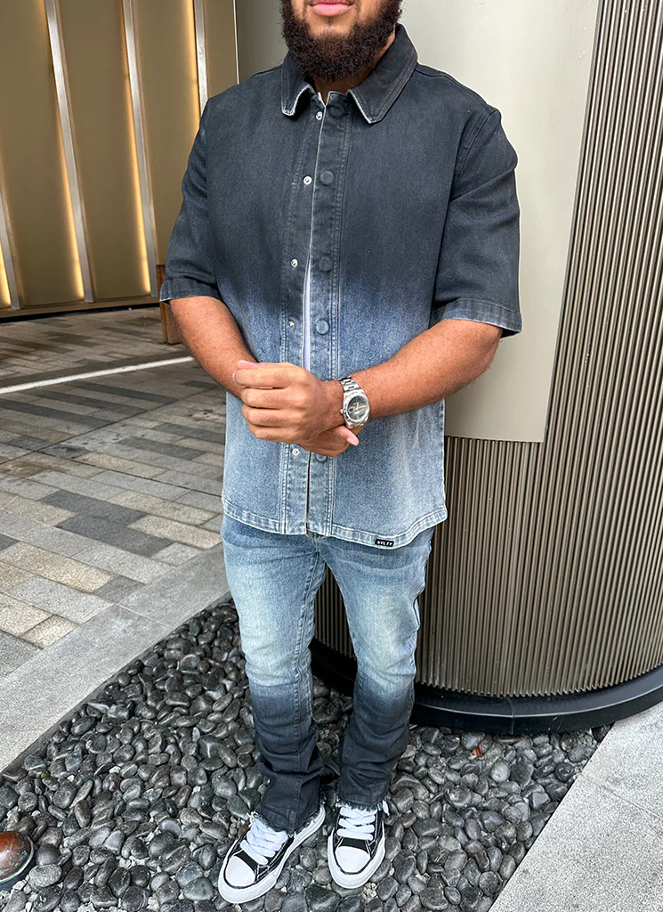 Vintage Deep Fade Denim Shirt - Blue - Image 5
