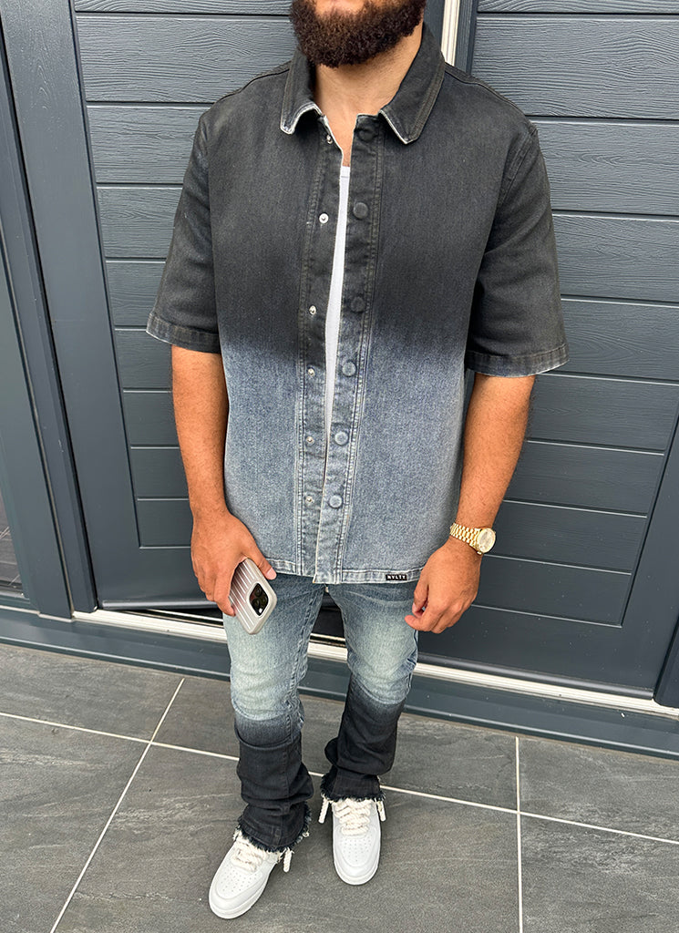 Vintage Deep Fade Denim Shirt - Blue - Image 7