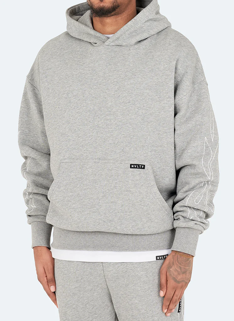 Vintage Flame Hoodie - Grey - Image 4