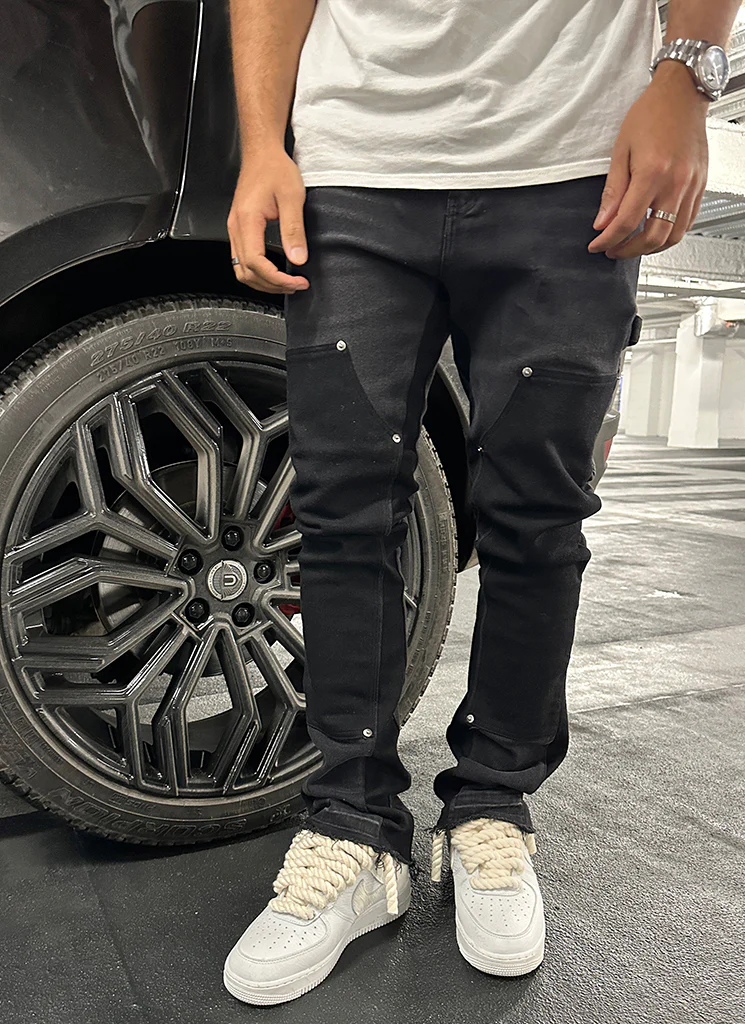 Vintage Flare Carpenter Jeans - Black - Image 7