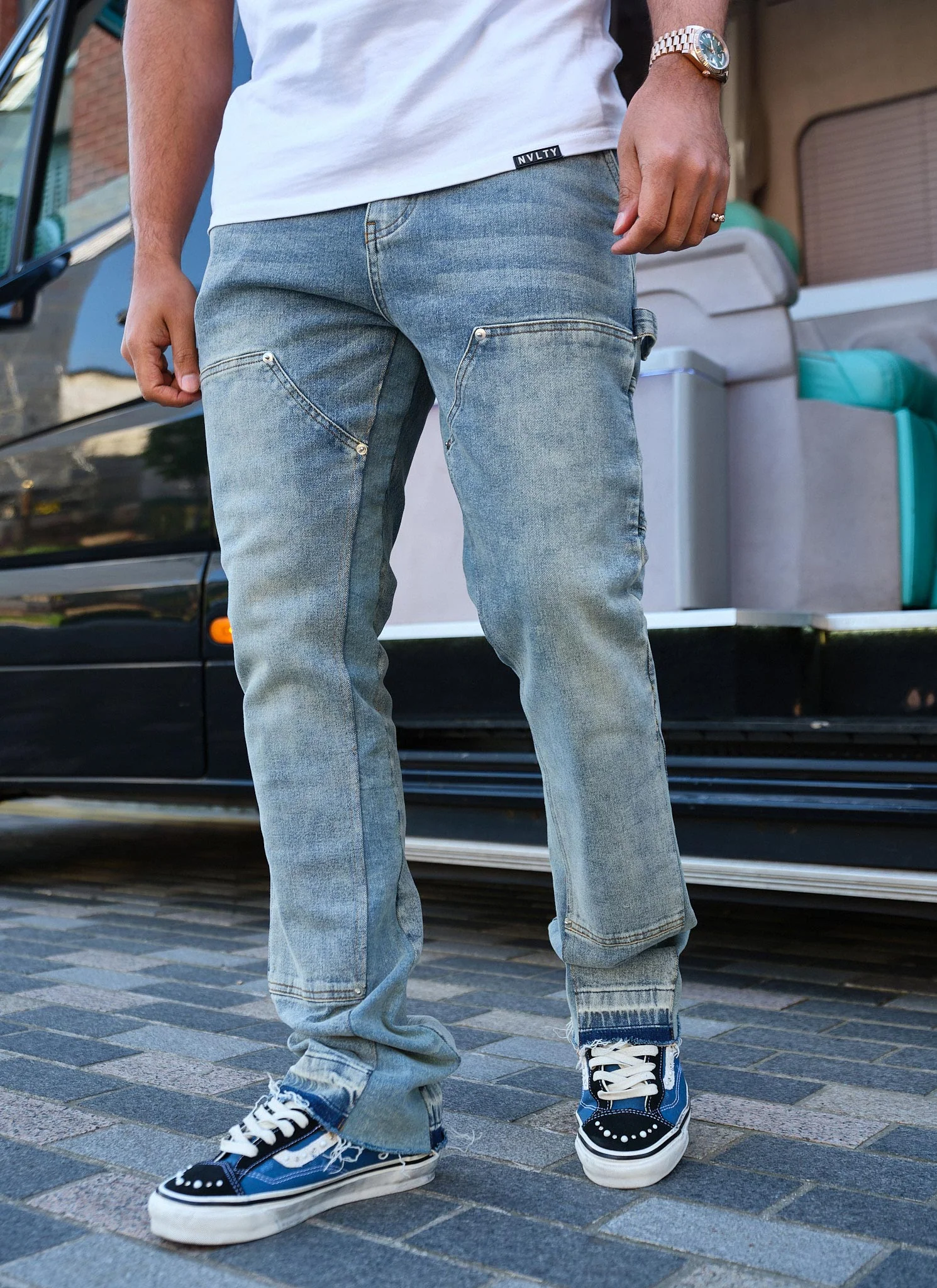 Vintage Flare Carpenter Jeans - Blue - Image 4