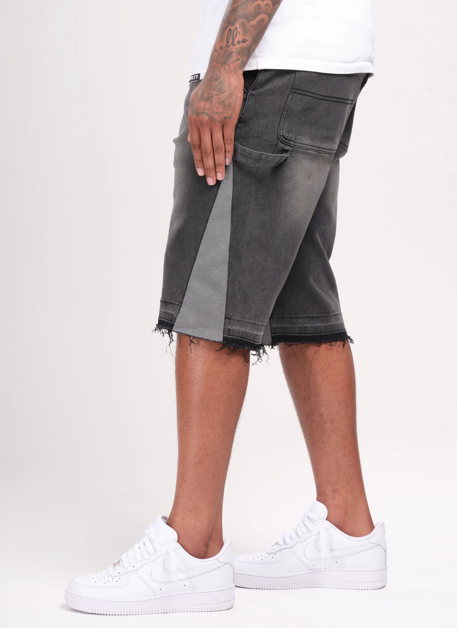 Vintage Flare Denim Shorts - Black - Image 4