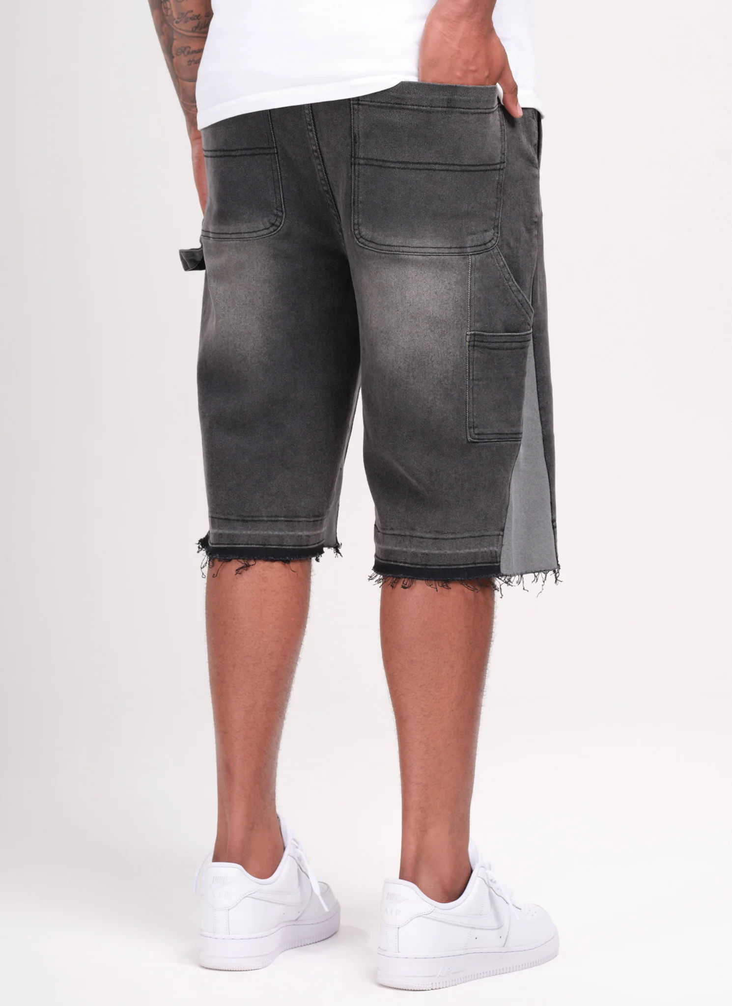 Vintage Flare Denim Shorts - Black - Image 7